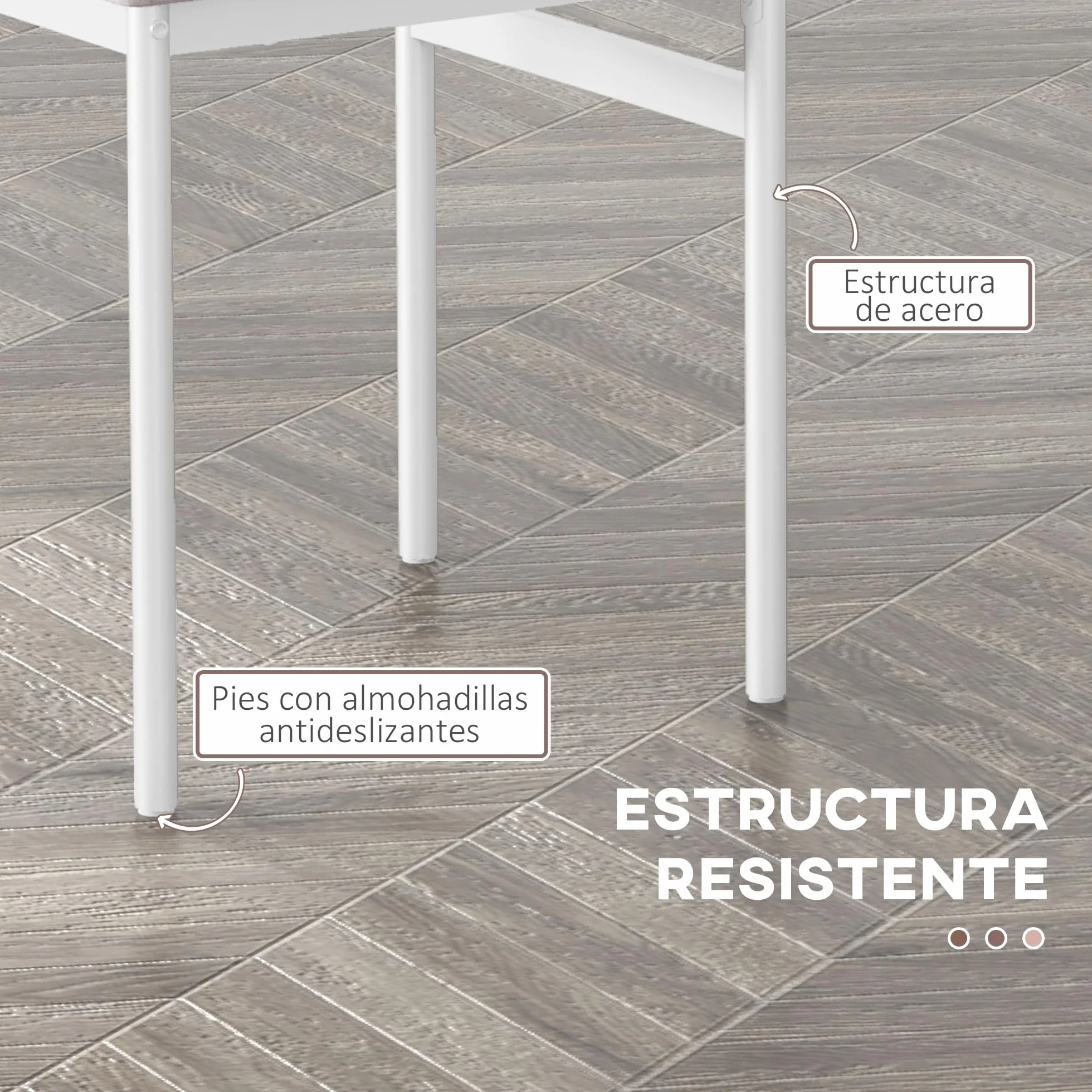 HOMCOM Conjunto de Comedor 5 Piezas Juego de 1 Mesa y 4 Sillas con Pies Acero para Cocina Restaurante 110x70x75 cm Madera Natural y Blanco