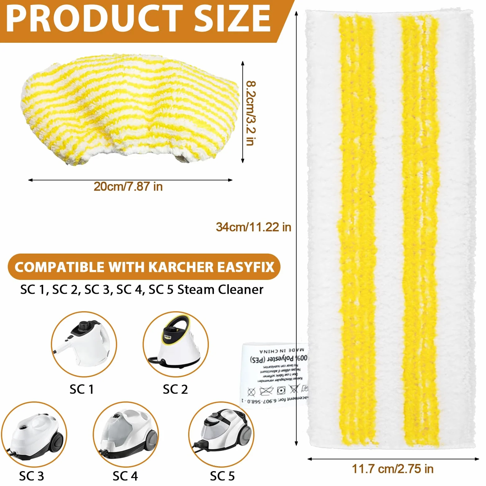 6 piezas Paños de repuesto de microfibra compatibles con Kärcher EasyFix SC 2, SC 3, SC 4, SC 5 Limpiador a Vapor, Paños de microfibra para limpiadoras a vapor, Juego de accesorios para mopas