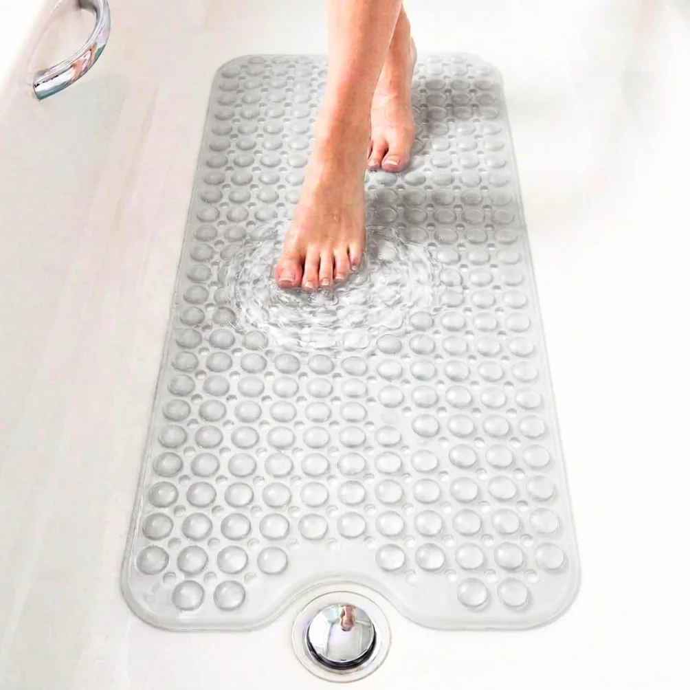 Alfombra Bañera Antideslizante 100x40 cm Burbujas con Ventosa sin BPA Antibacterial Lavable a Máquina