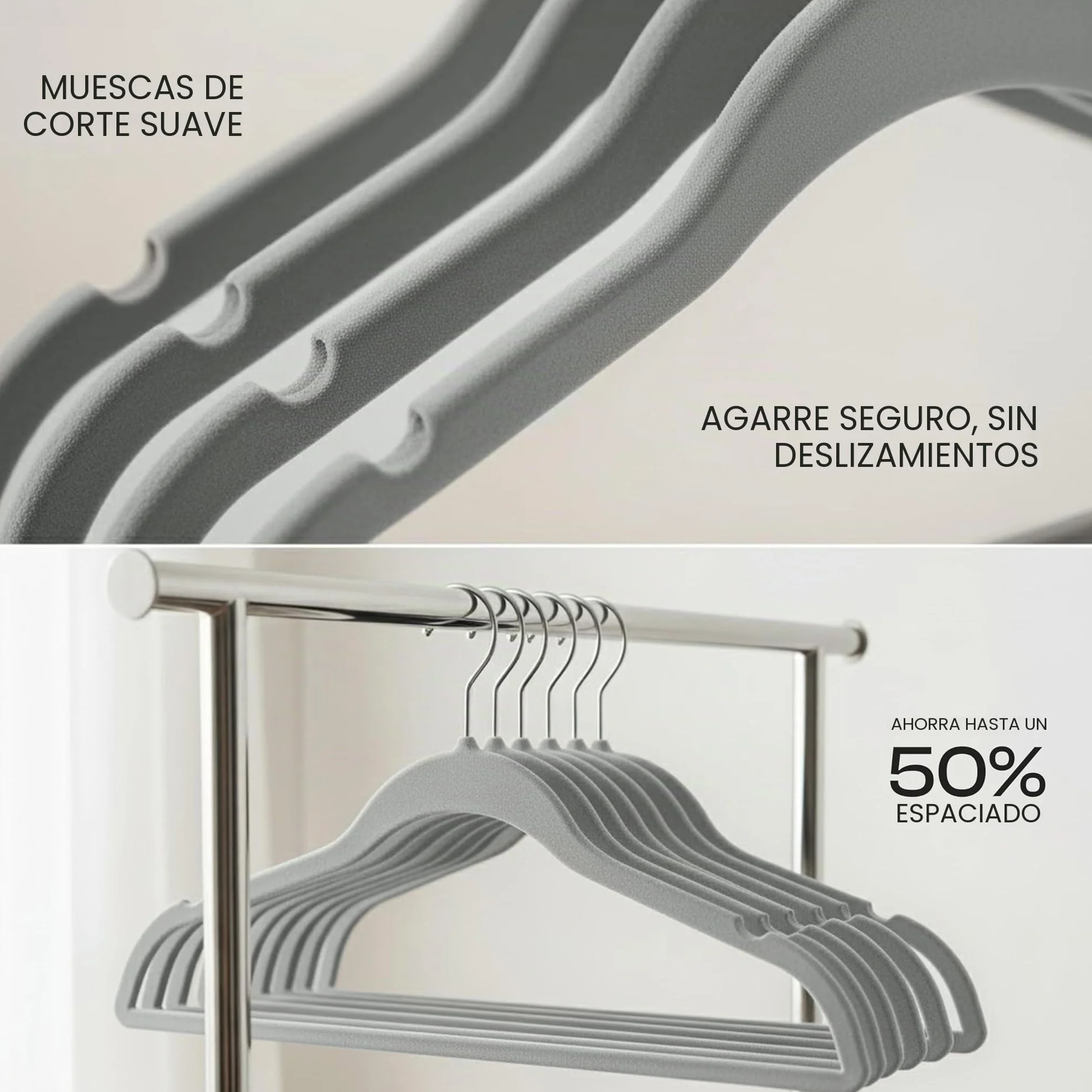 Utopia Home Premium Perchas de Terciopelo Antideslizantes, Duraderas Perchas Negras con Gancho Giratorio de 360 Grados Percha de Gran Resistencia (Gris, Paquete de 20).