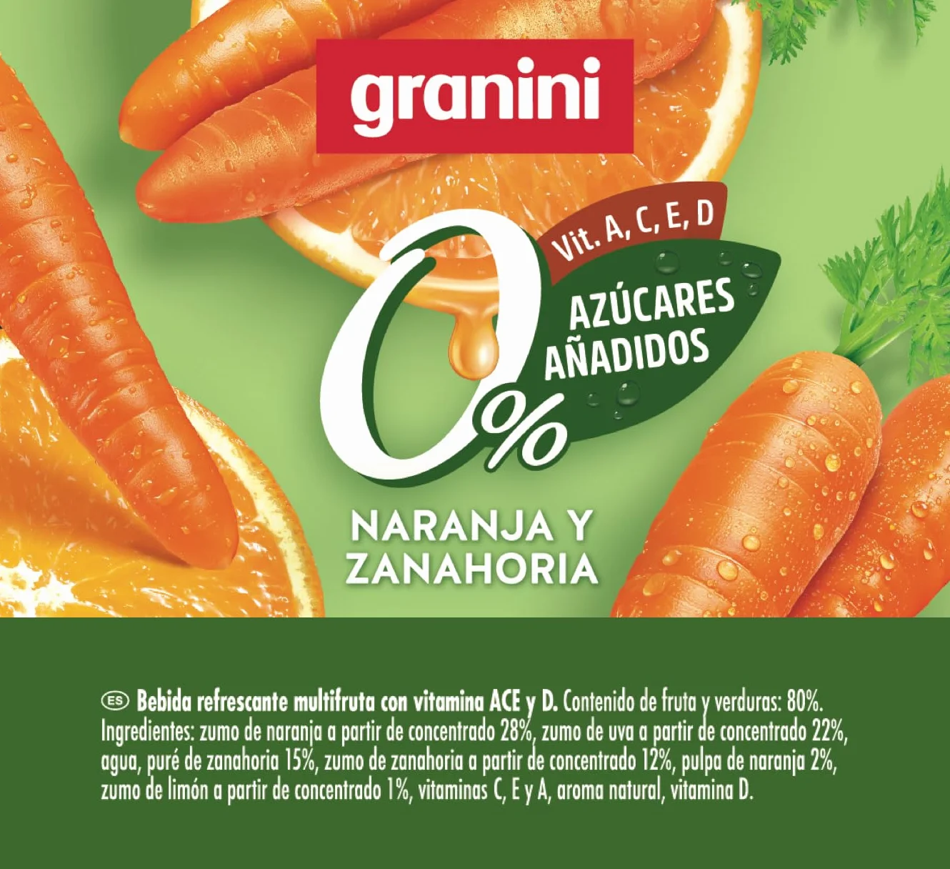 Granini Bebida de frutas Naranja Zanahoria y Uva Sin azúcares añadidos 1L Clásicos Mix