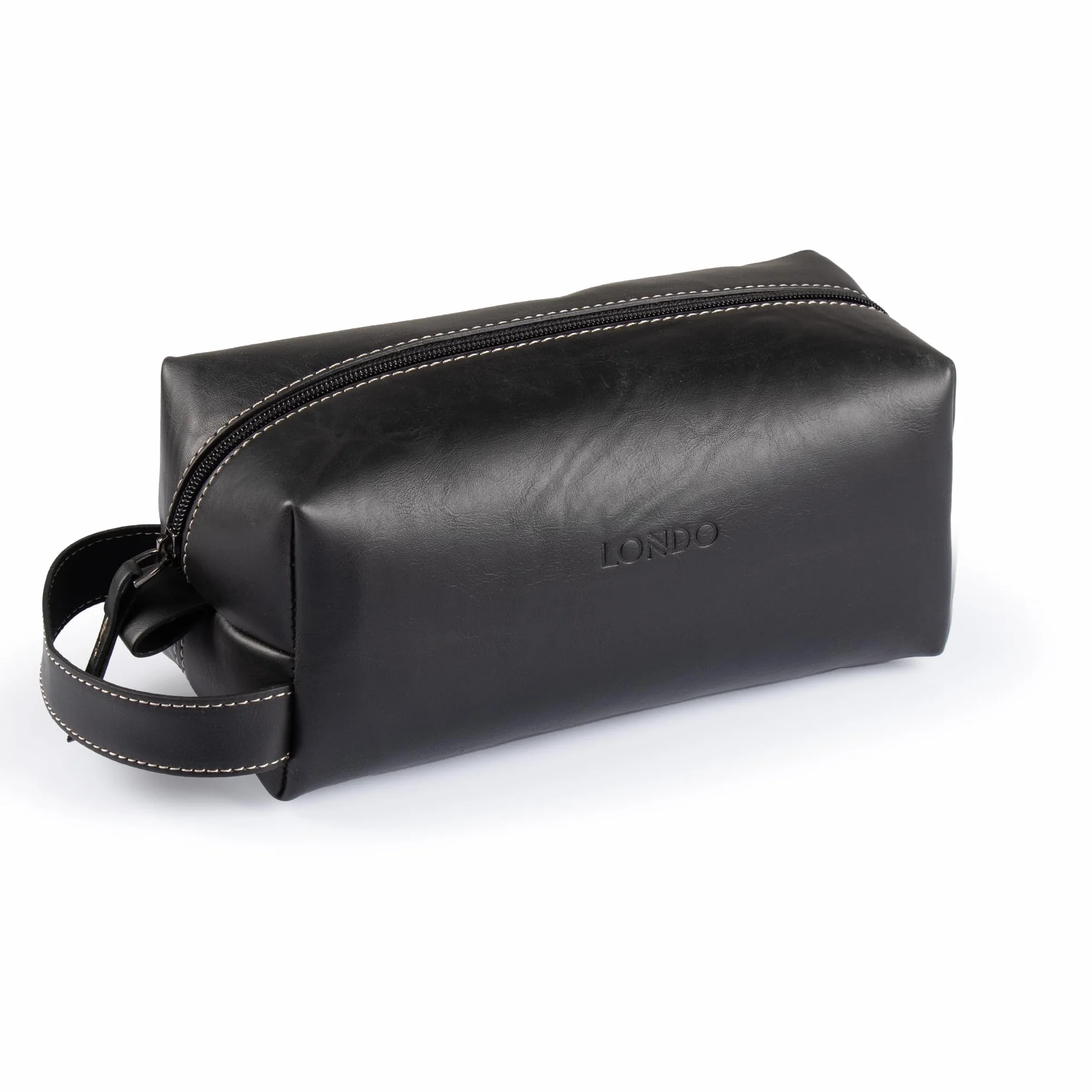 Londo Estuche de cuero para maquillaje y caja de reloj de viaje. Organizador de almacenamiento protector duradero y elegante de alta calidad para artículos de tocador y accesorios versátiles, Negro
