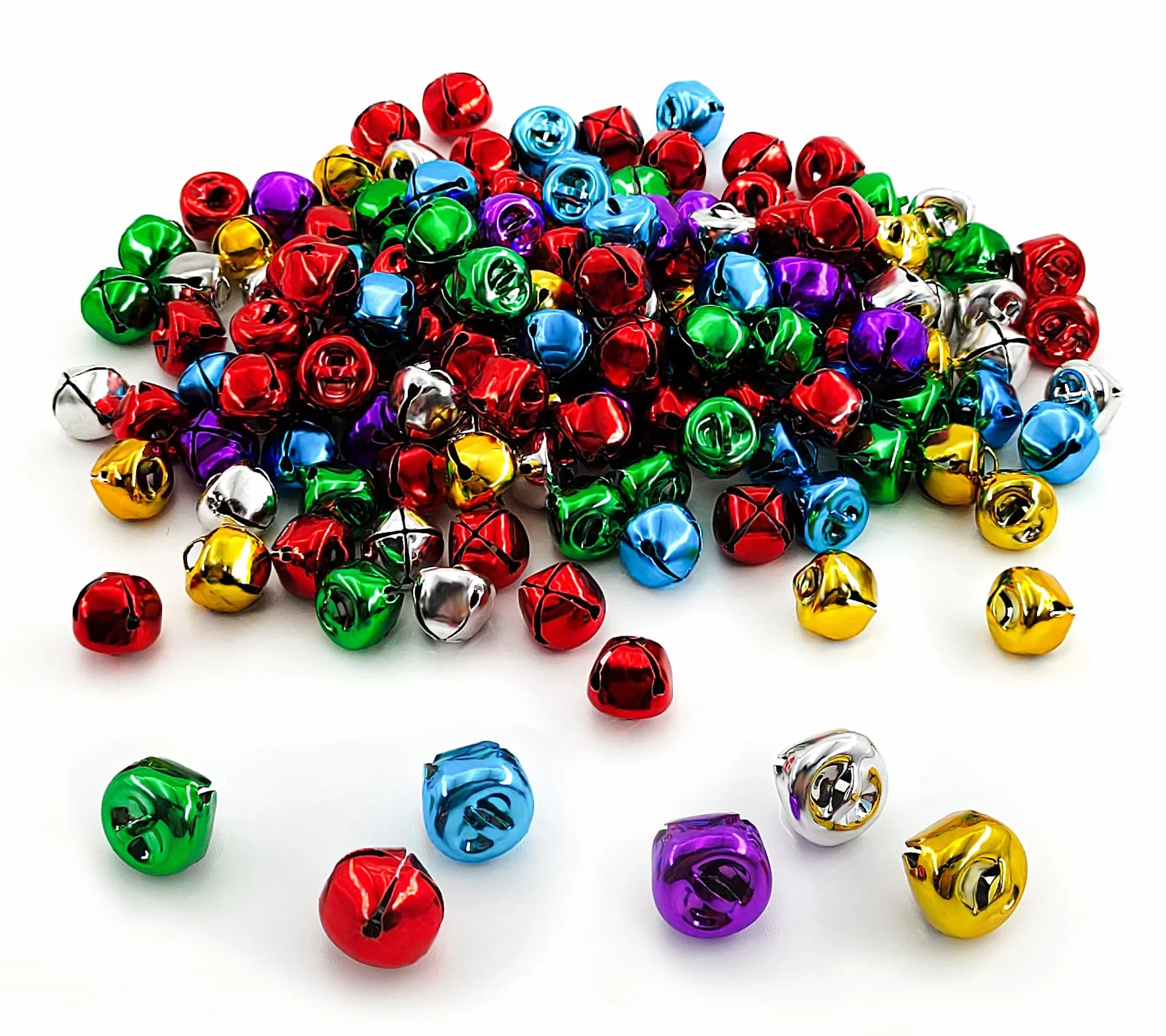 Cascabeles Pequeños Navideña DIY 150 Piezas Campanillas con Agujero 13mm Mezcla de Colores