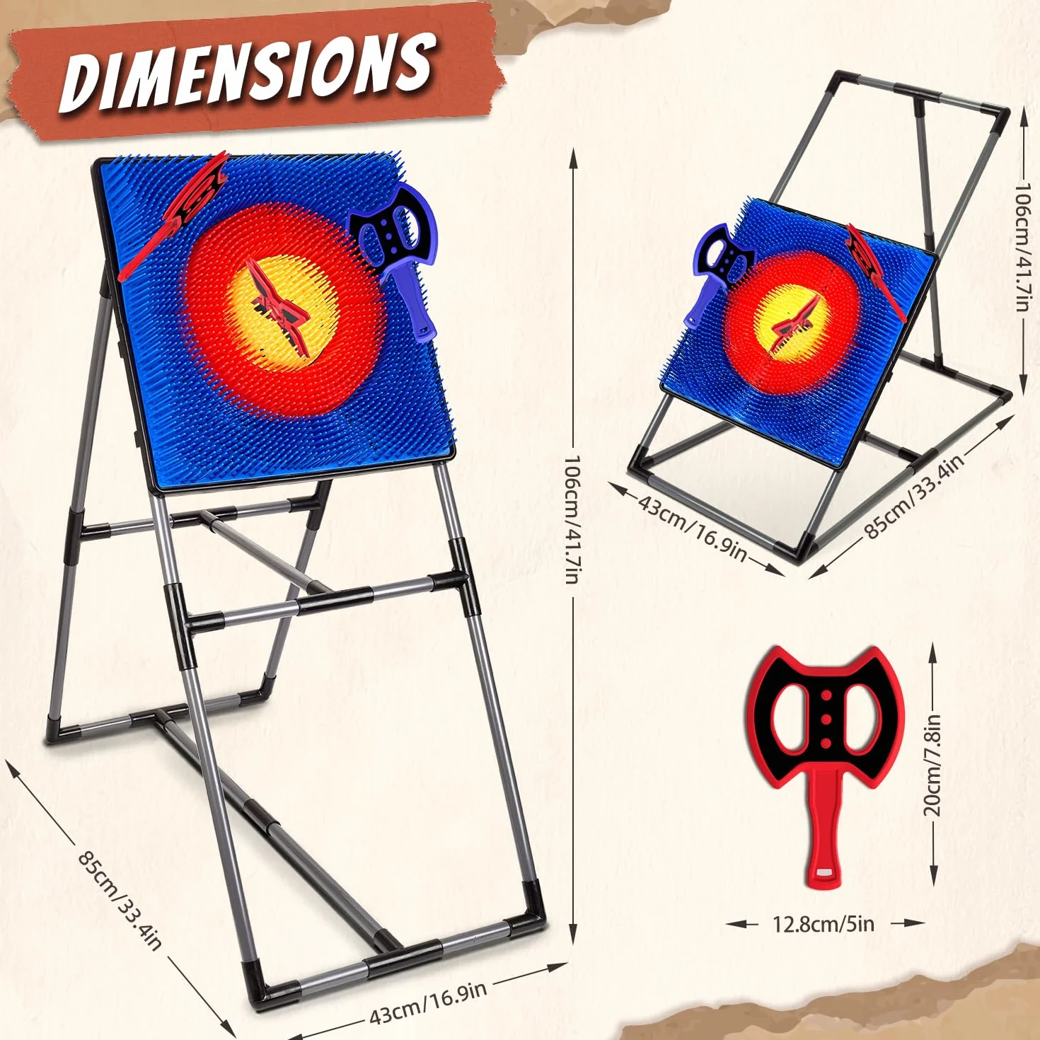 POPERFUN Juego de Lanzamiento de Hachas con 6 Hachas y 6 Dardos, Juegos para Exteriores Interiores para Niños 6-12 Años y Adultos, Camping,Juegos de Feria, Patio Trasero