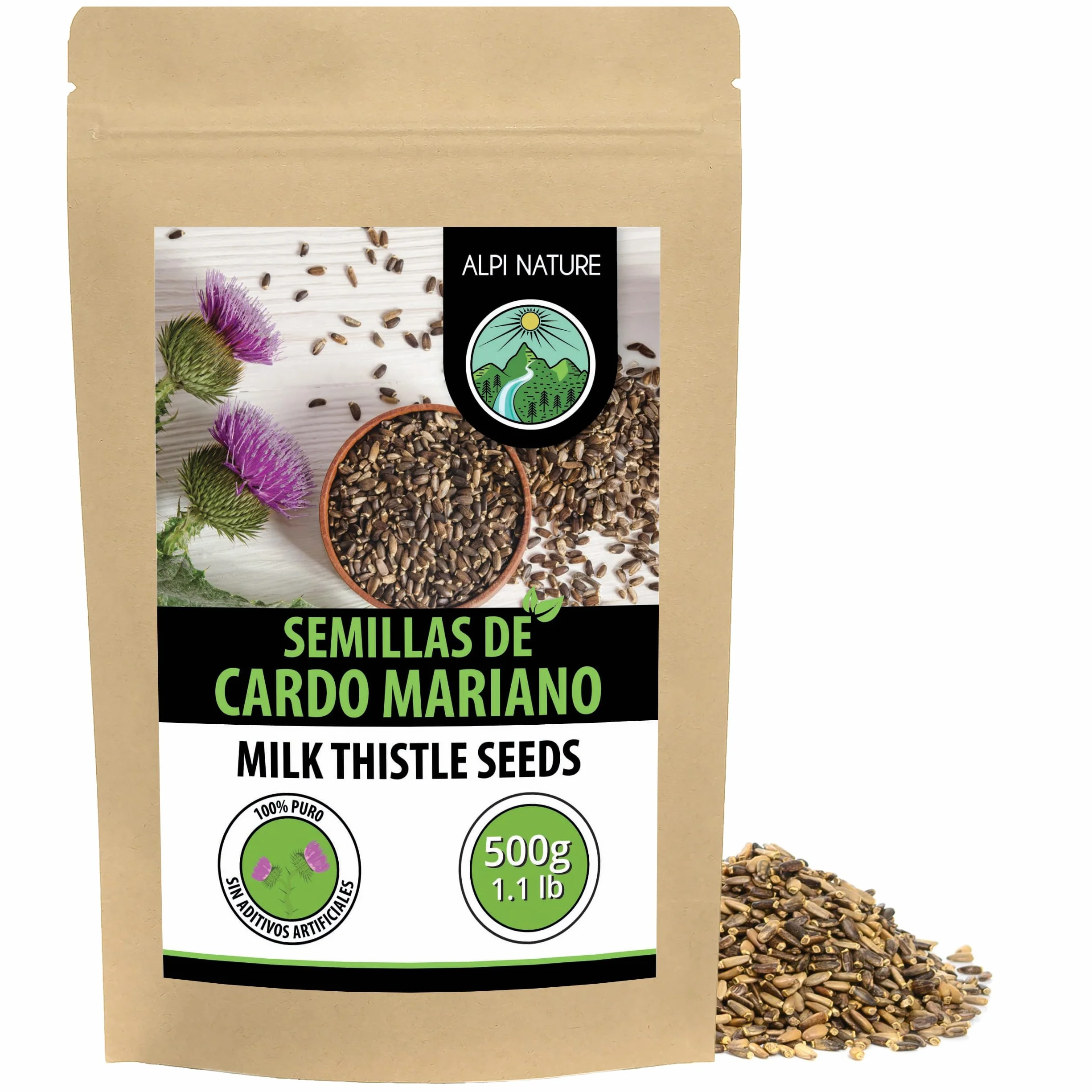 Alpi Nature Semillas de Cardo Mariano 500g Enteras para Infusión