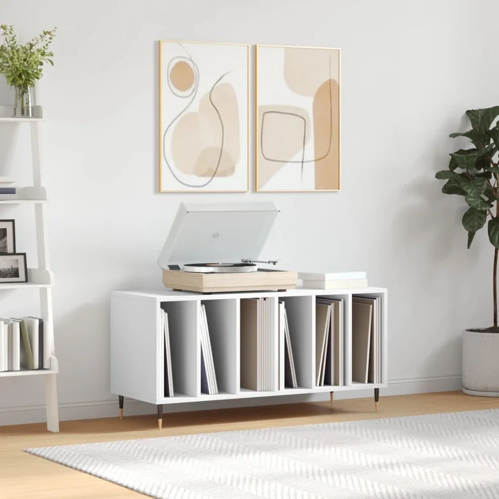 vidaXL Mueble para Discos Madera contrachapada Blanco 100x38x48 cm