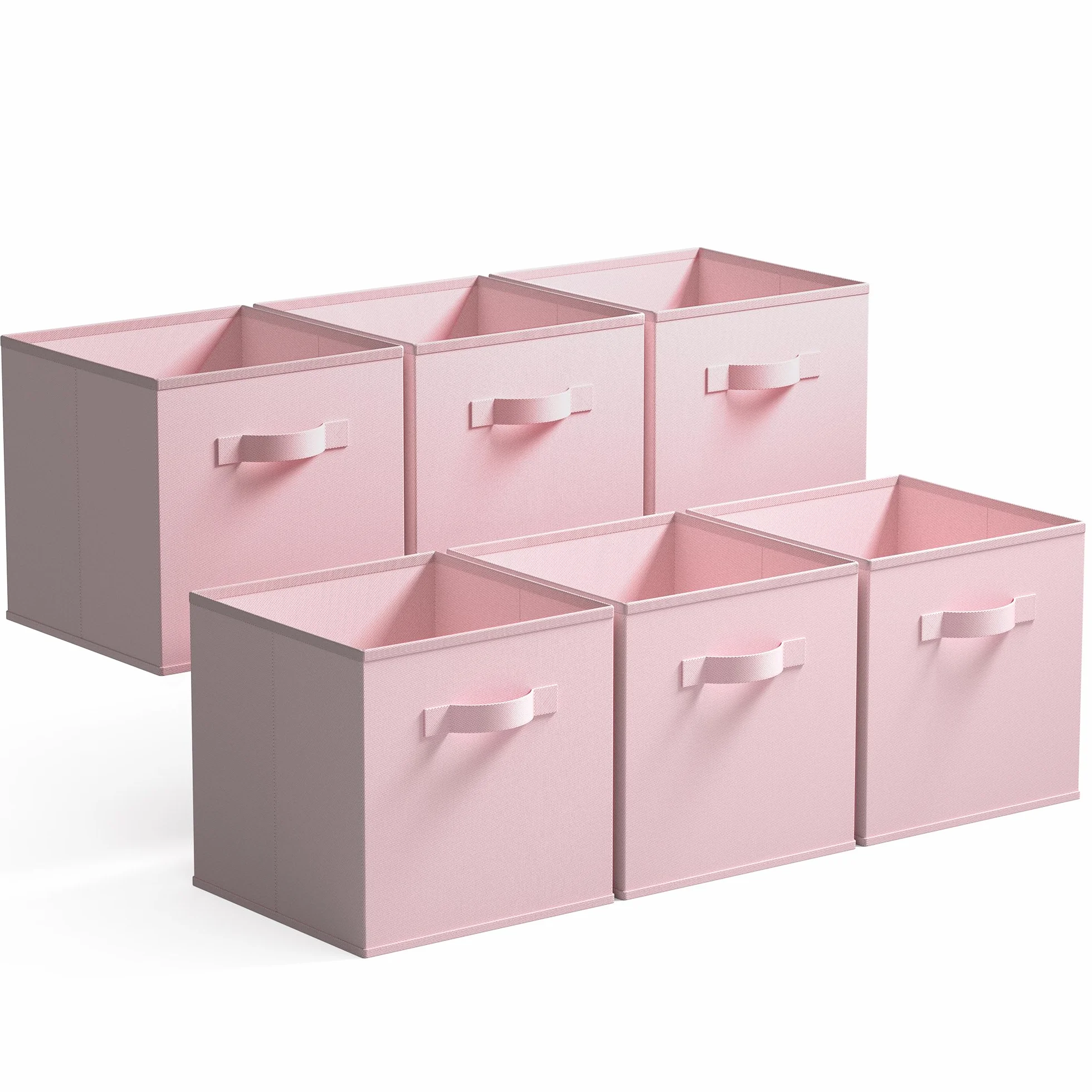 GRANNY SAYS Cubos Almacenaje, Pack de 6 Cubos de Almacenamiento 27x27, Cajas Almacenaje Tela, Cestas Organizadoras, Cajas Organizadoras Plegable, Kallax Accesorios, Cajas para Estanterias, Rosa