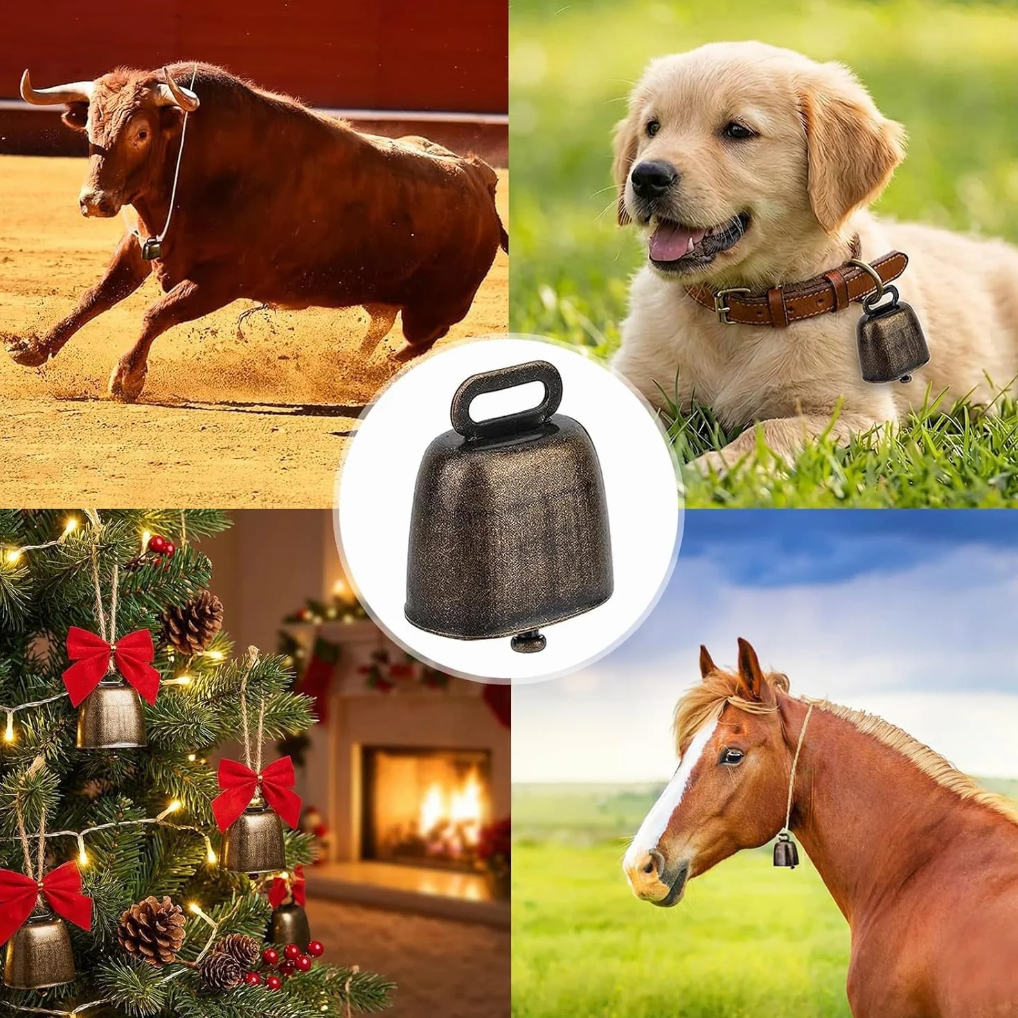 YANGWEN Campanas de Latón Vintage para Vacas, Ovejas y Caballos - 10 Piezas Sonido Fuerte Pastoreo