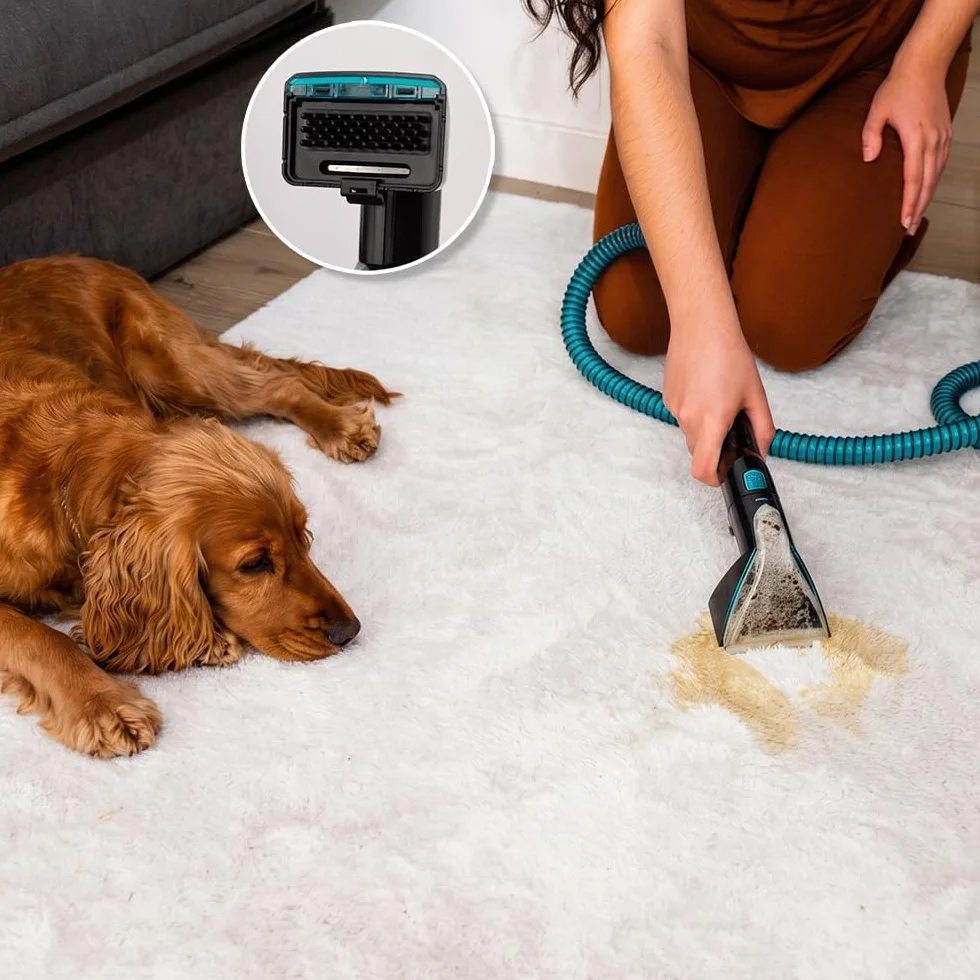 Cecotec Limpiatapicerías Conga 7000 Carpet&Spot Clean Steam XXL Pro. 1700W, Función 3 en 1, Limpieza con Vapor y Agua Caliente, Radio de 9 Metros, 15 Accesorios, Limpiacristales, Autolimpieza
