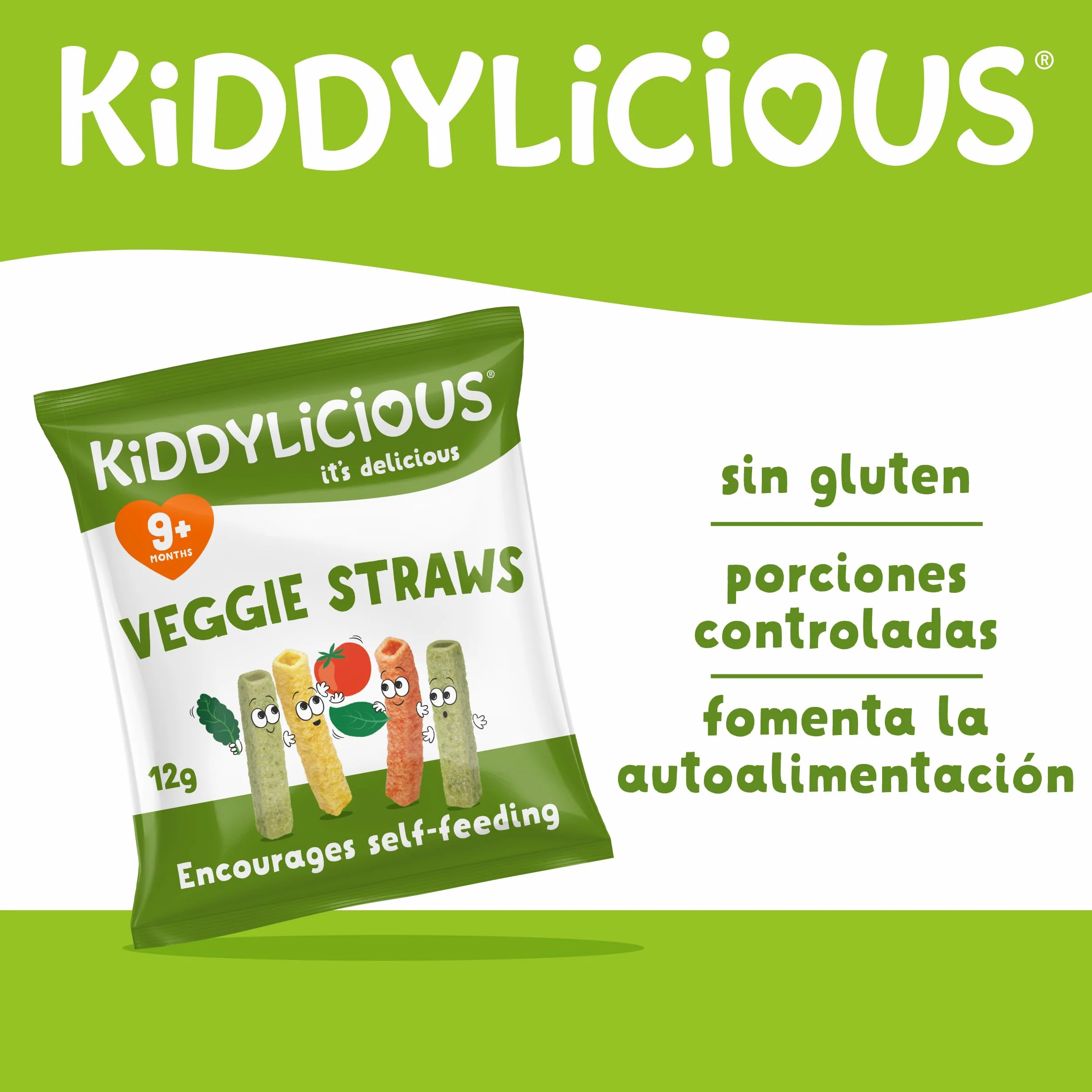 Kiddylicious Veggie Straws Snacks para Bebés 9 Meses 4 Paquetes 48g 192g
