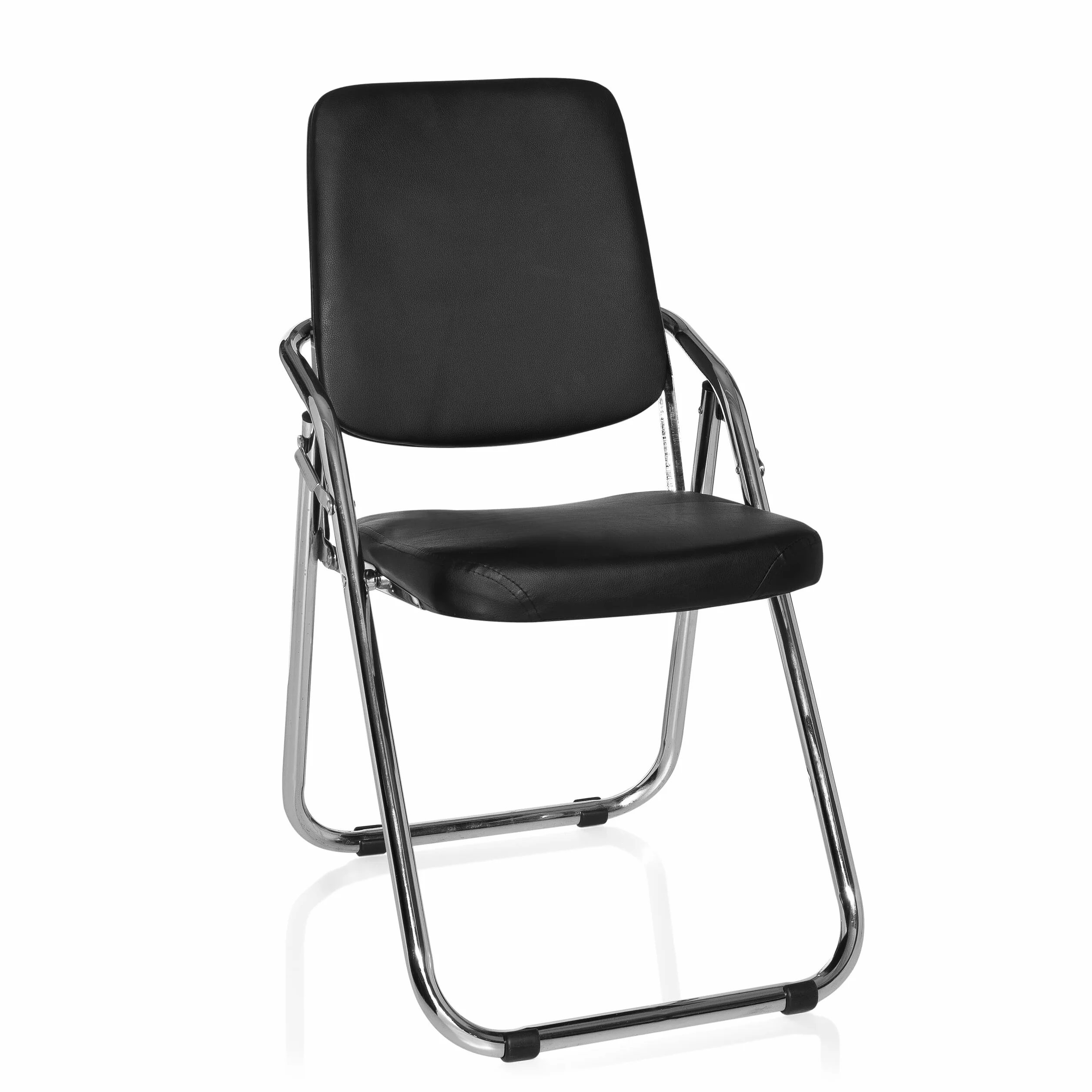 hjh OFFICE 706300 Silla de Conferencia Esto Piel sintética Negro, Silla de confidente cómoda, rebatible, Respaldo y Asiento Acolchado