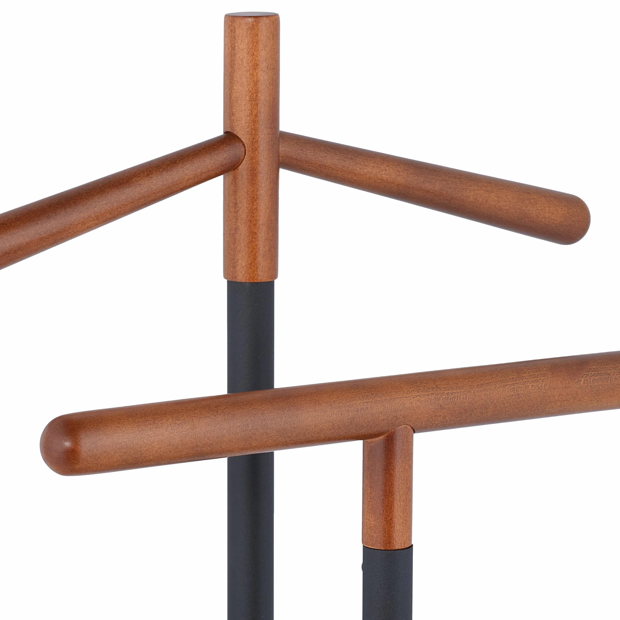 Relaxdays Mozo Perchero de Acero y Madera de Haya 112x47x20 cm Negro/Marrón