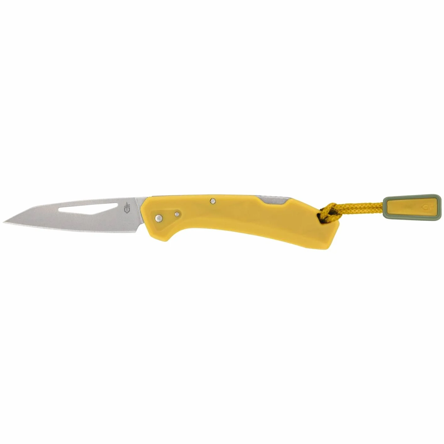 Gerber Navaja de bolsillo con cordón, LST Mini, hoja de acero inoxidable 440A Wharncliffe, escamas del mango de nylon reforzado con fibra de vidrio, longitud de la hoja: 4,8 cm, amarillo, 1074532