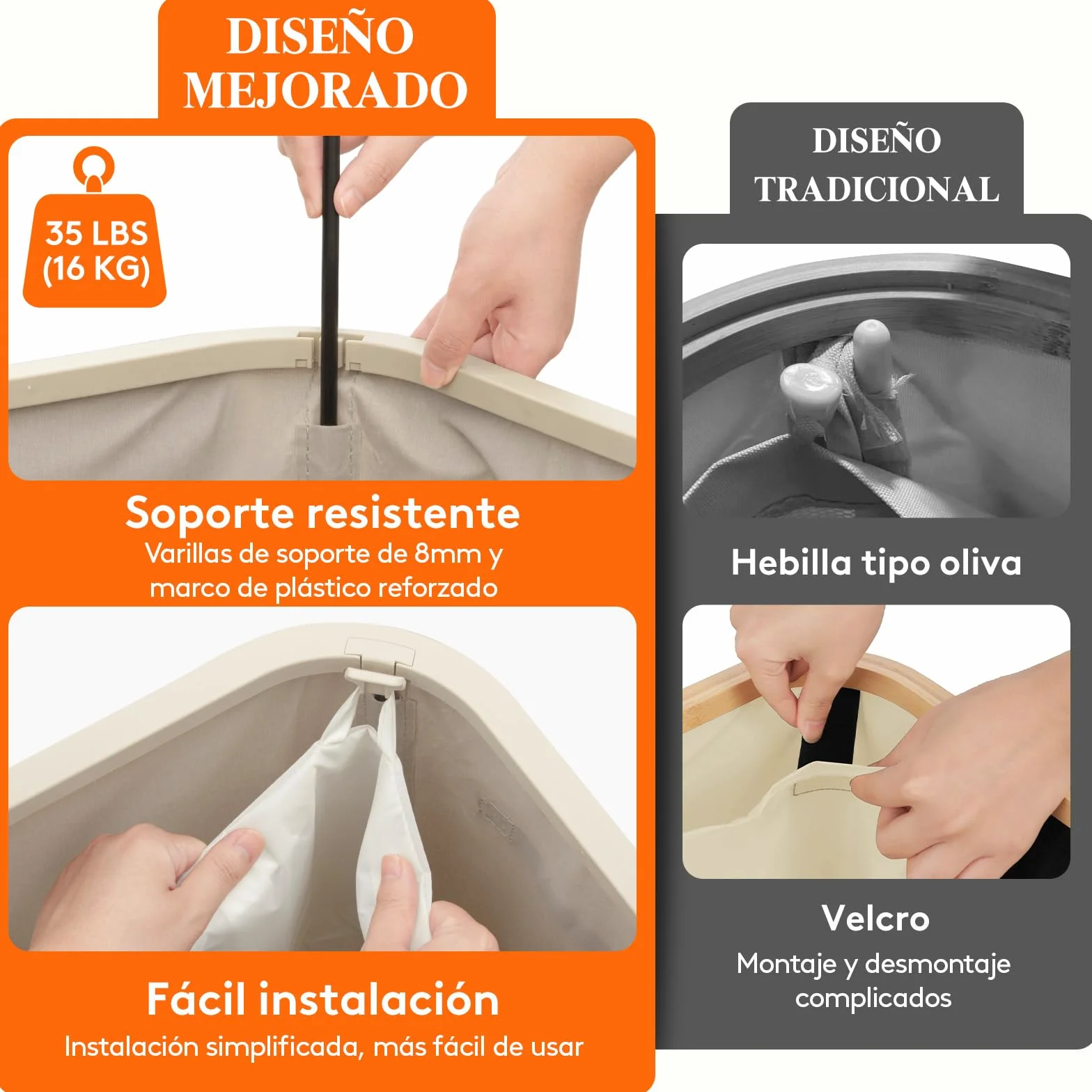 Lifewit Cesto Ropa Sucia, Cesta Ropa Plegable con Bolsa Extraíble y Asa, Cubo Ropa Sucia con Tapa, Laundry Basket para Dormitorio, Baño, Lavandería, Dormitorio, 105 L, Beige