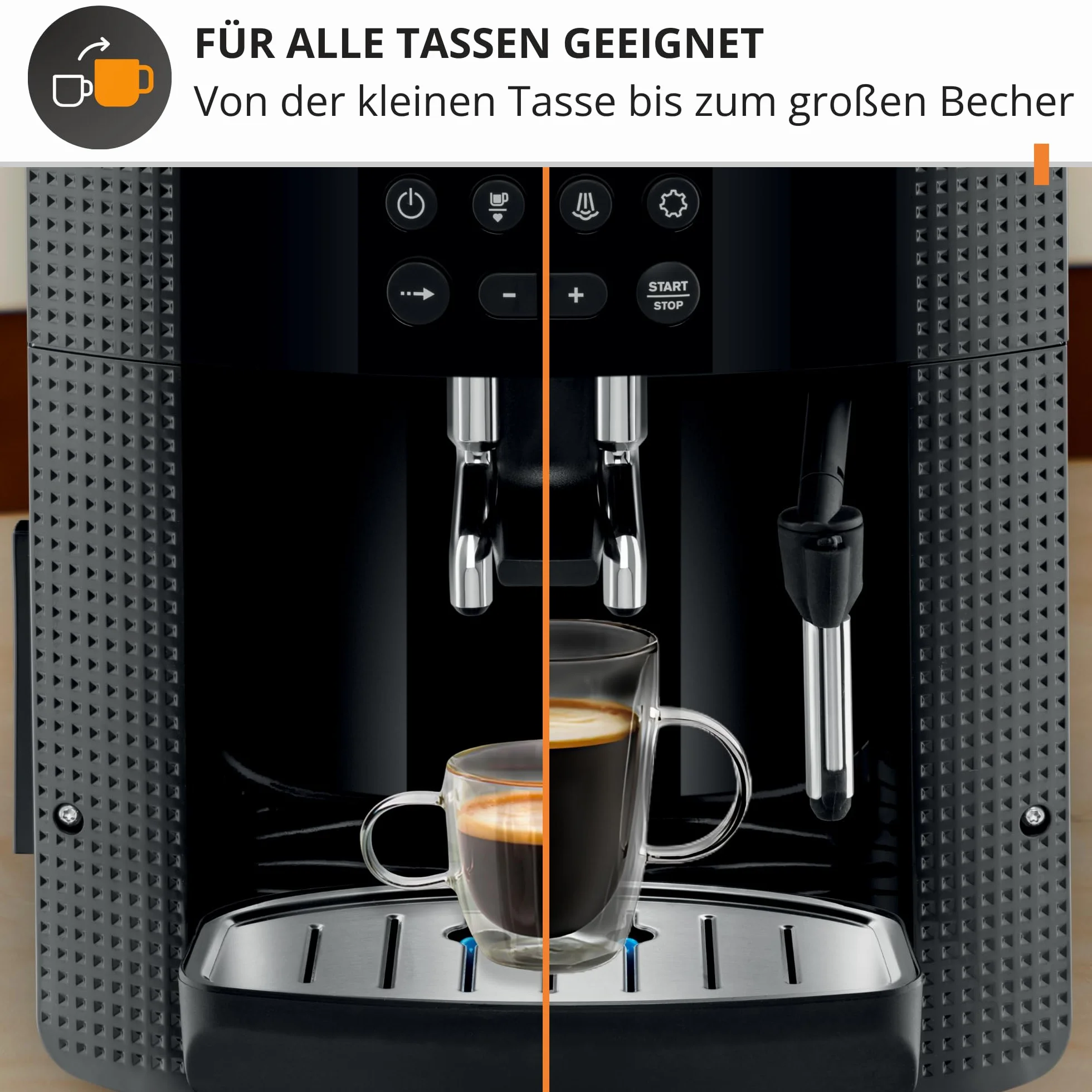 Krups Máquina de café Essential, molinillo de granos, cafetera espresso, pantalla LCD, limpieza automática, boquilla de vapor para capuchino negro YY8135FD