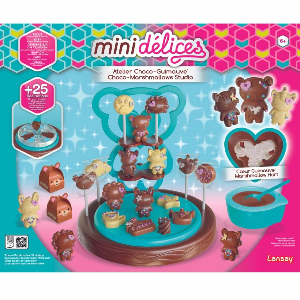 Lansay MINI DÉLICES Taller de Choco Marshmallow Crea Animales y Formas de Chocolate con Corazones de Marshmallow
