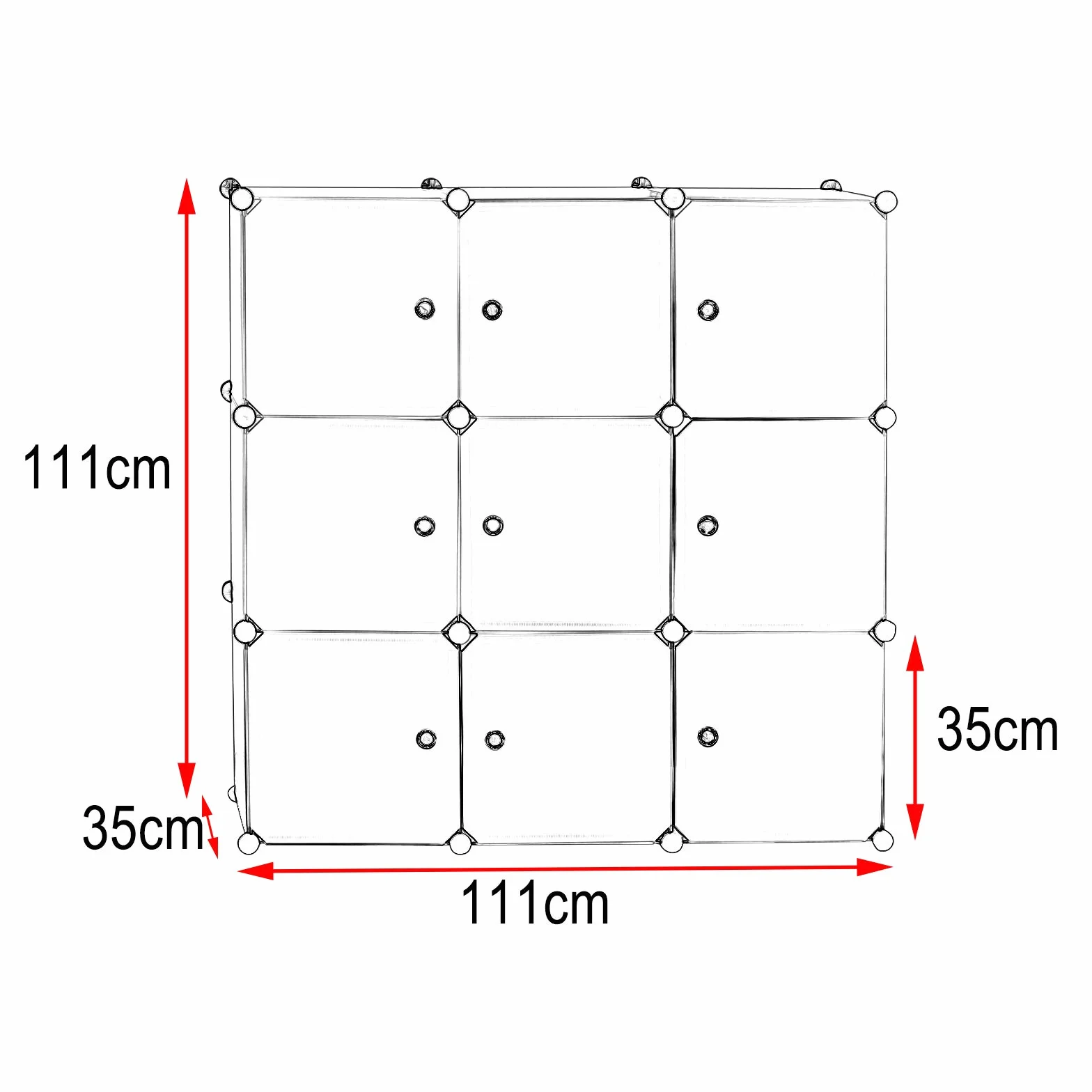 WOLTU Armario Modular Estantería 9 Cubos con Puertas 111x37x111cm Blanco