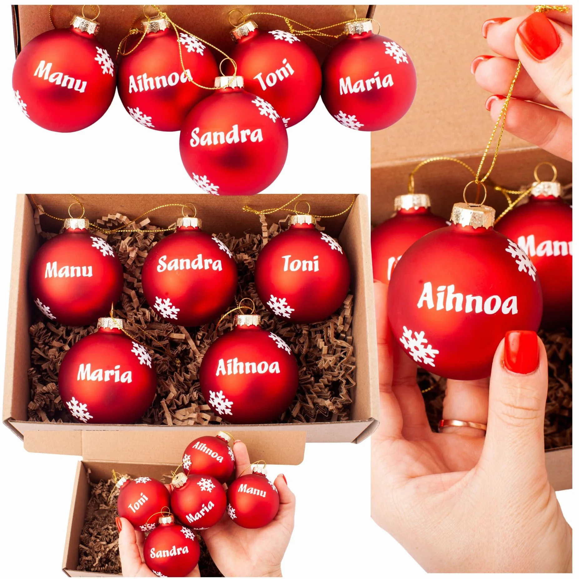 Olesea Bola de Navidad Personalizada Cristal Rojo Glossy Matte Adorno Árbol Decoración Navideña