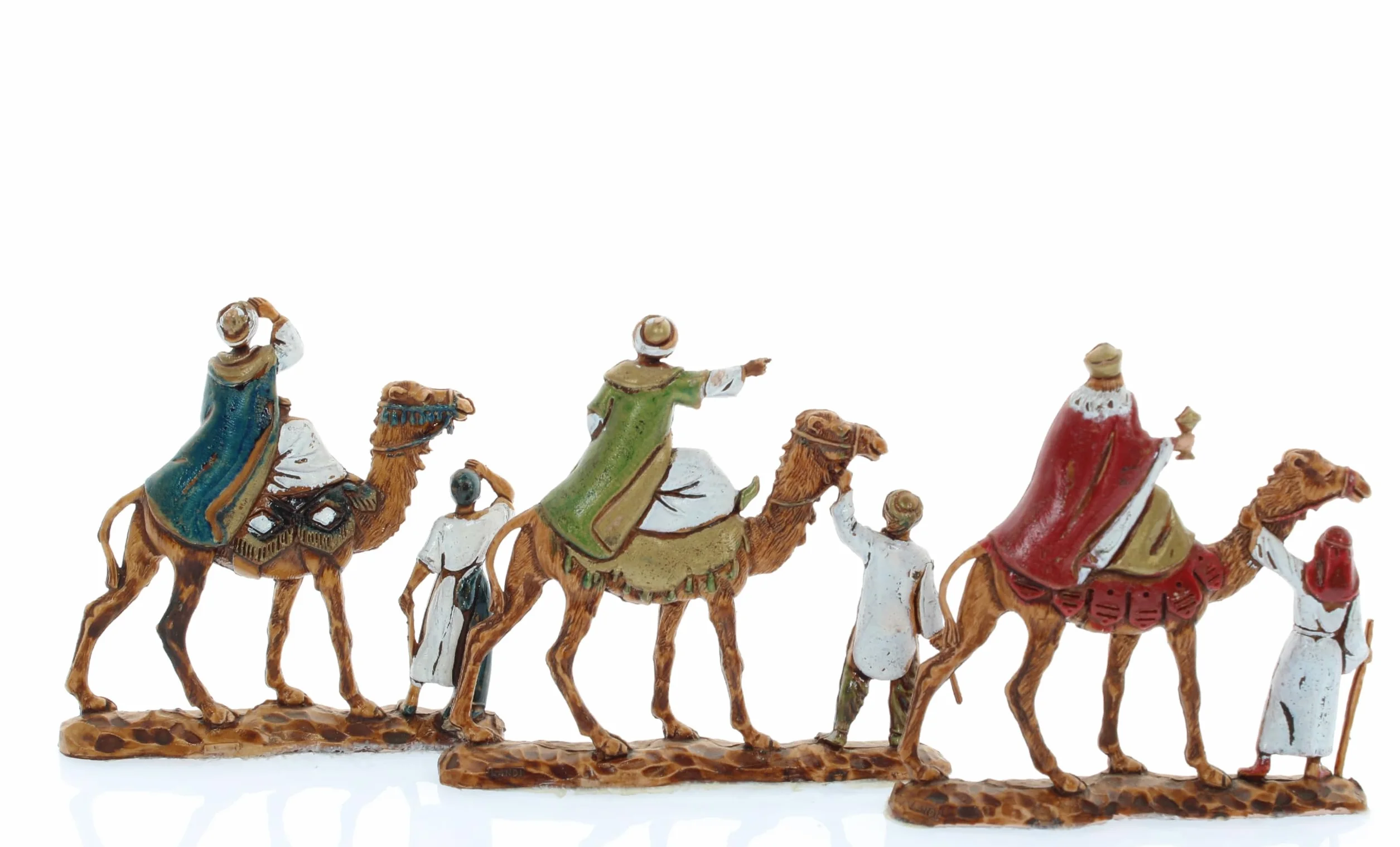 Moranduzzo Trío de Reyes Magos en Camello Apto para Belén de 3,5 cm Escala 1:50 – Micro 3,5 – Figura Indestructible, Estilo Siglo XVIII, Acabada a Mano, Escultor M. Landi