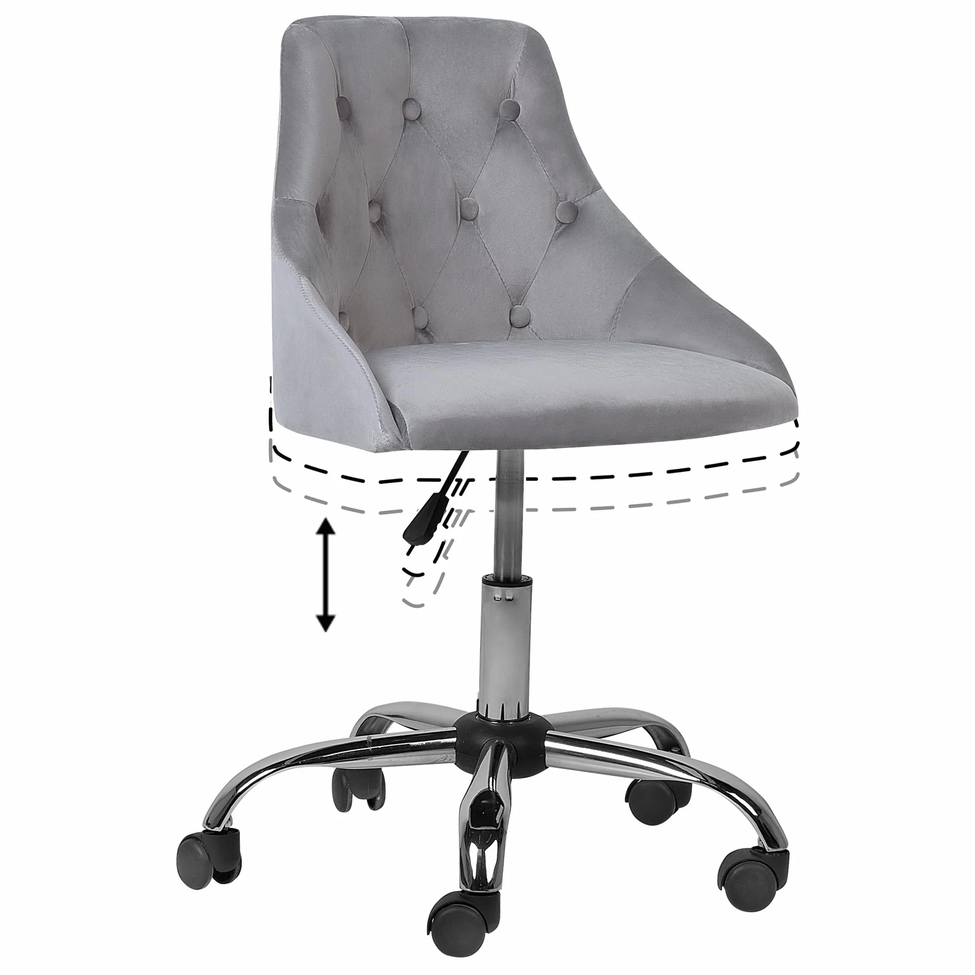 Beliani Silla de Oficina Giratoria Ajustable Parrish Gris Negro Plateado