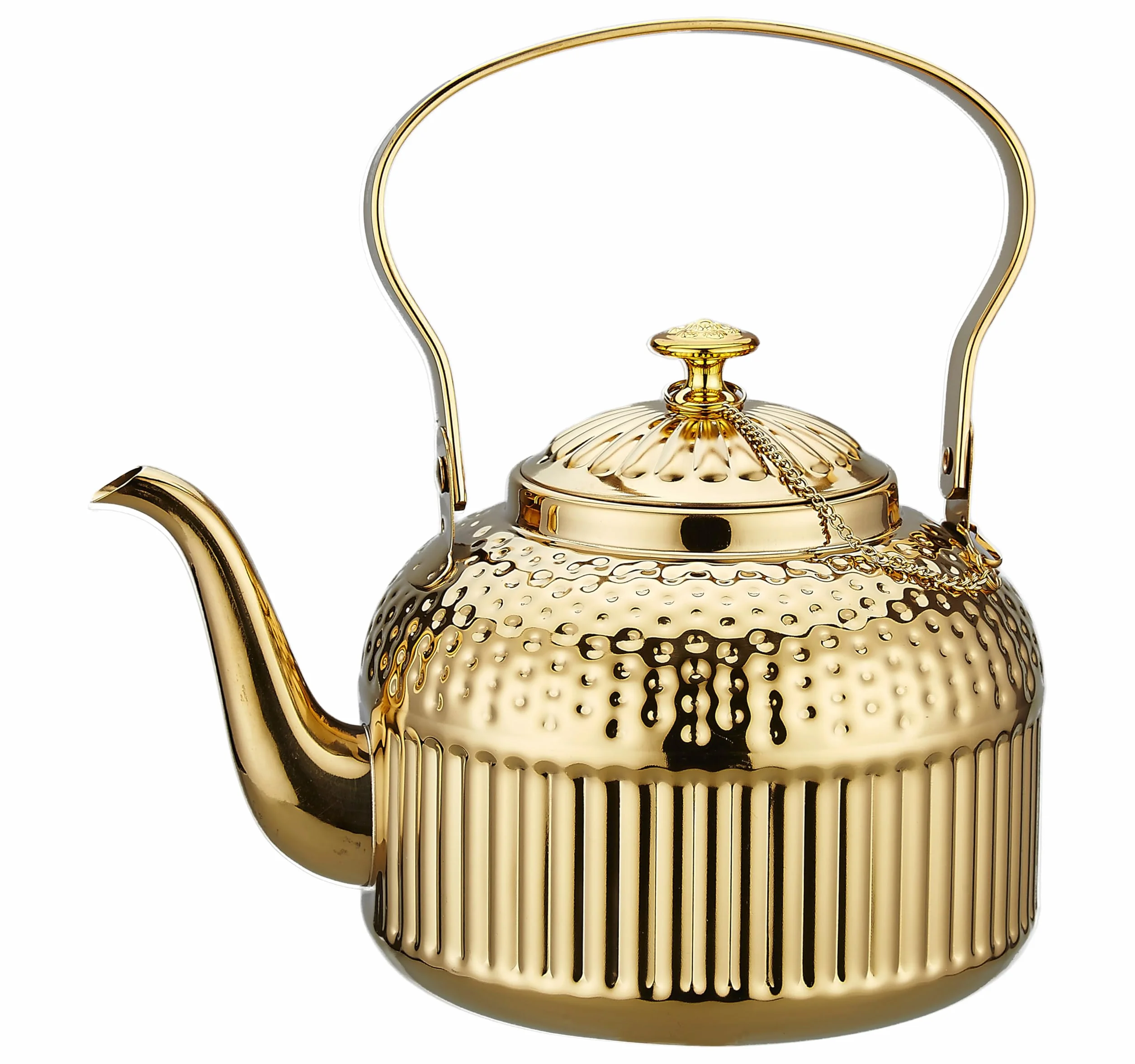 SANQIAHOME 1500 ml Tetera de acero inoxidable con infusor,antiguo,Oro