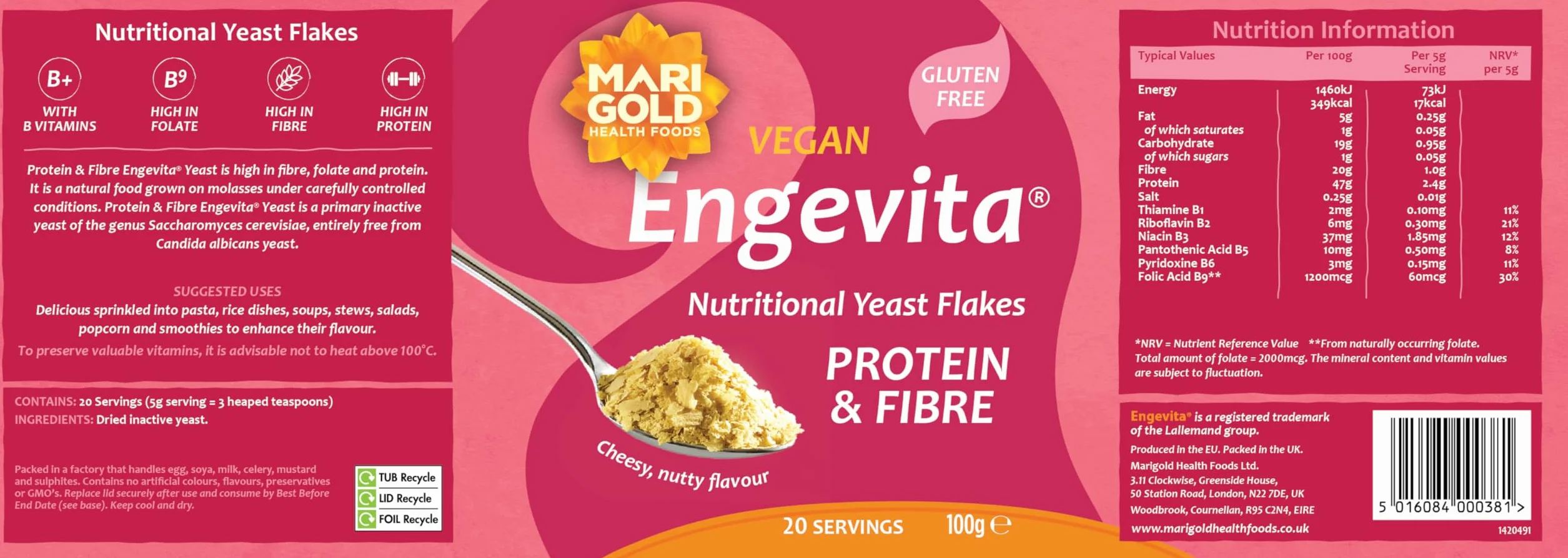 Marigold Engevita Nutritional Yeast Flakes 125g
