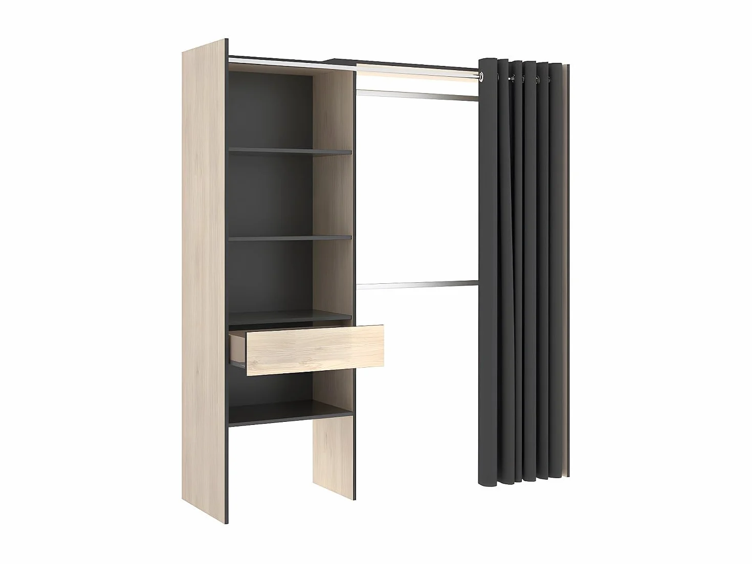 DEKIT GRUPO RIMOBEL SUIT - Vestidor con cajón y cortina - Natural / Grafito