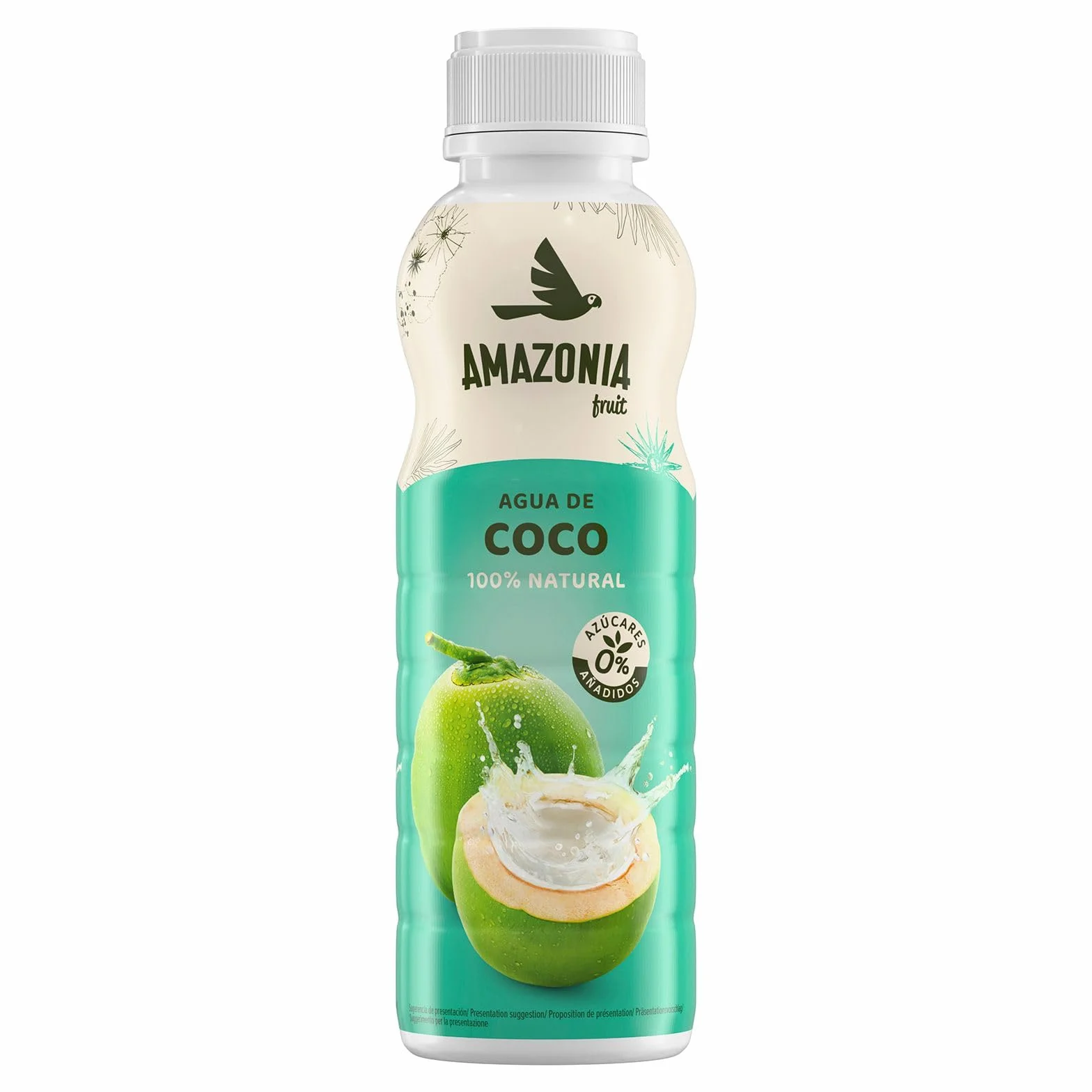 Amazonia Fruit Agua de Coco 100% Natural 12 x 500 ml, 0% Azúcares Añadidos