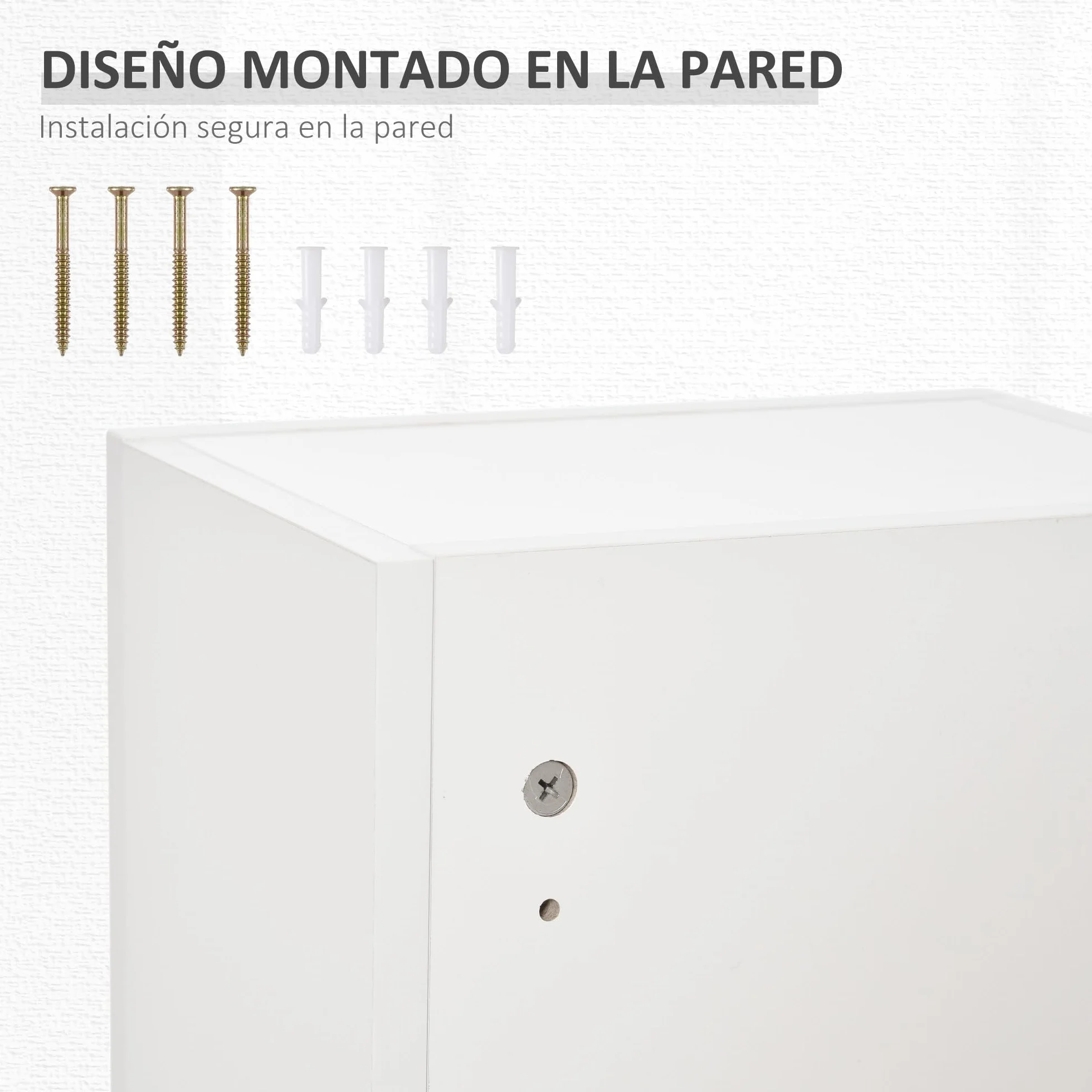 Kleankin Botiquín de Pared Primeros Auxilios 5 Niveles Estantes Ajustables Vidrio Cerradura 30x20x70 cm Blanco