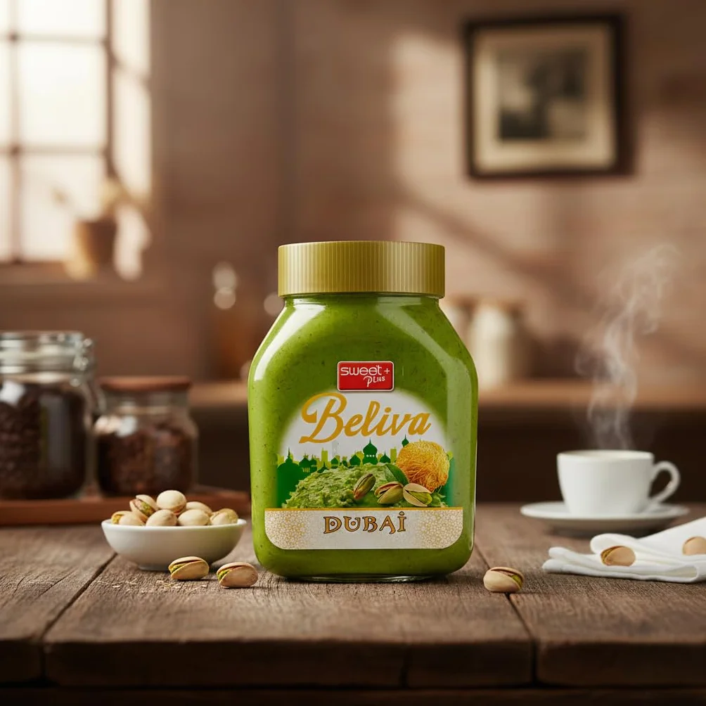 Crema de Pistacho y Kadaif Dubai Beliva 350 g – Deliciosa Crema con Trozos de Kadaif para Untar, Postres y Repostería