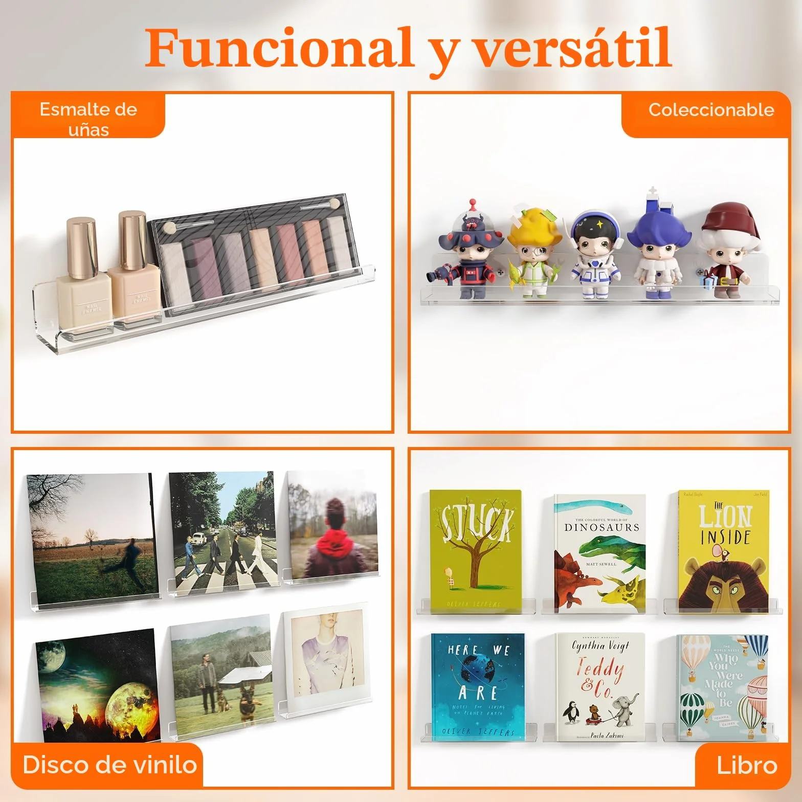Lifewit Estantes Flotantes para Vinilos de 12 Pulgadas Paquete de 6 Unidades de Acrílico Transparente