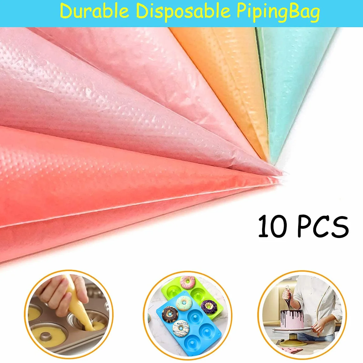 Molde para Donut de Silicona, 2 Piezas, con 10 Bolsas de Pastelería para Pasteles, Galletas, Bagels
