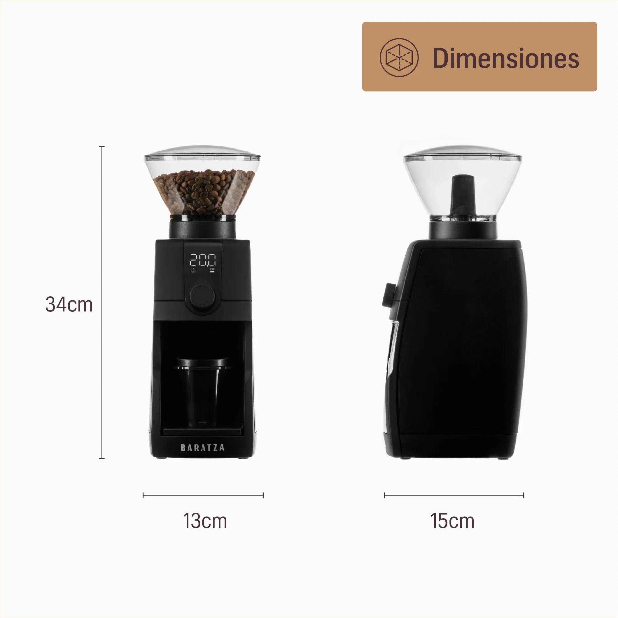 Baratza - Encore ESP Pro Molinillo de Café - Ajuste continuo, Disco de control de flujo, Tecnología antiestática, Dos modos de dosificación - Tolva 300 g, Muelas cónicas 40 mm, Fácil de limpiar