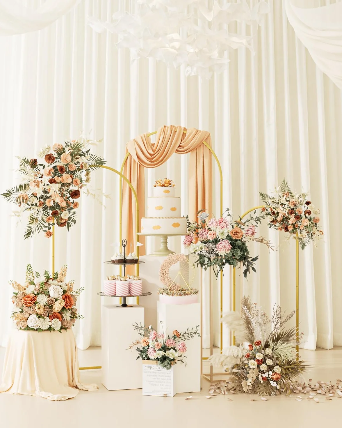 Arco de boda conjunto soporte metal dorado pies 6 5 4 marco decoración ceremonia