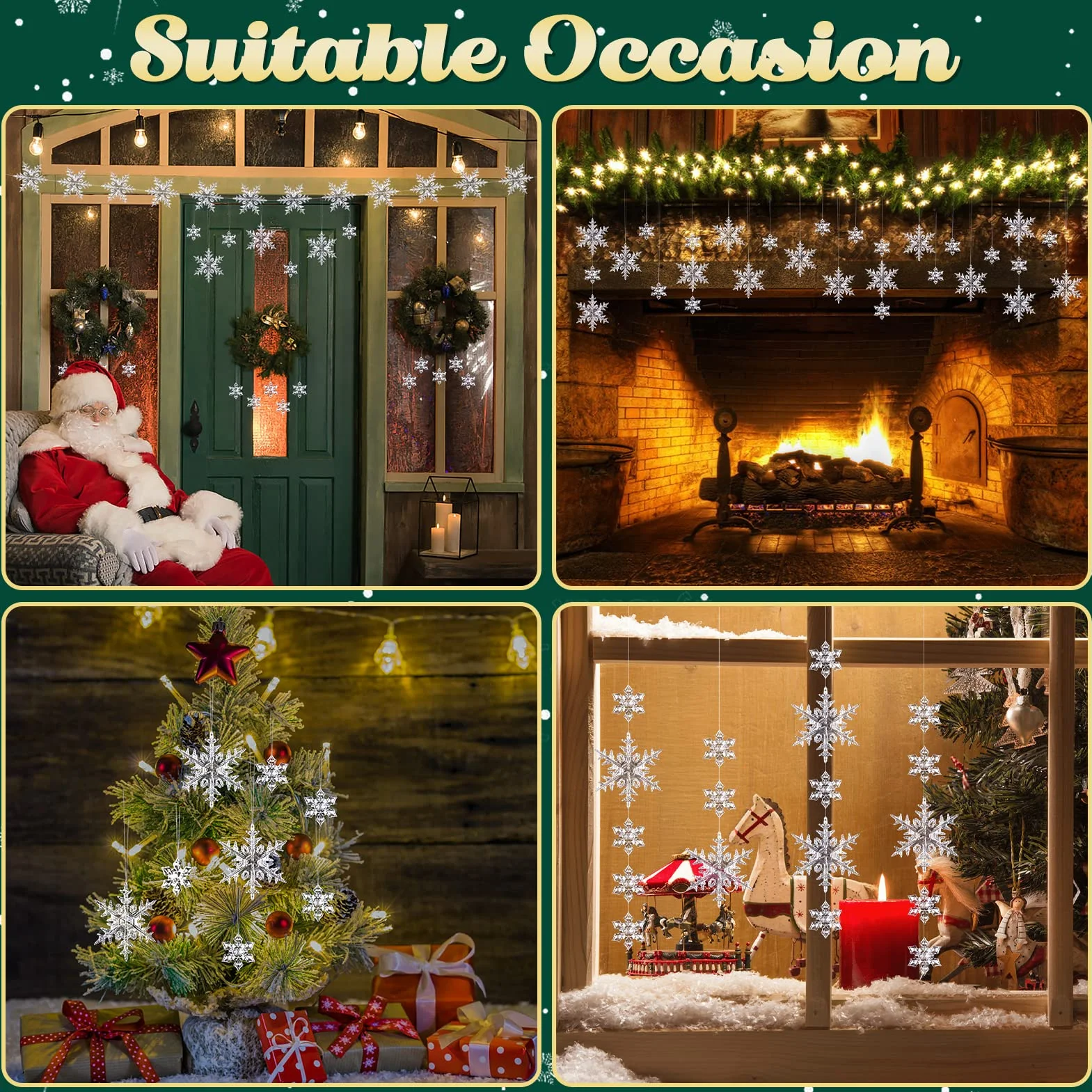 Copos de Nieve Decorativos de Navidad 25 Piezas, Acrílico Adornos Colgantes para Árbol Hogar Ventana