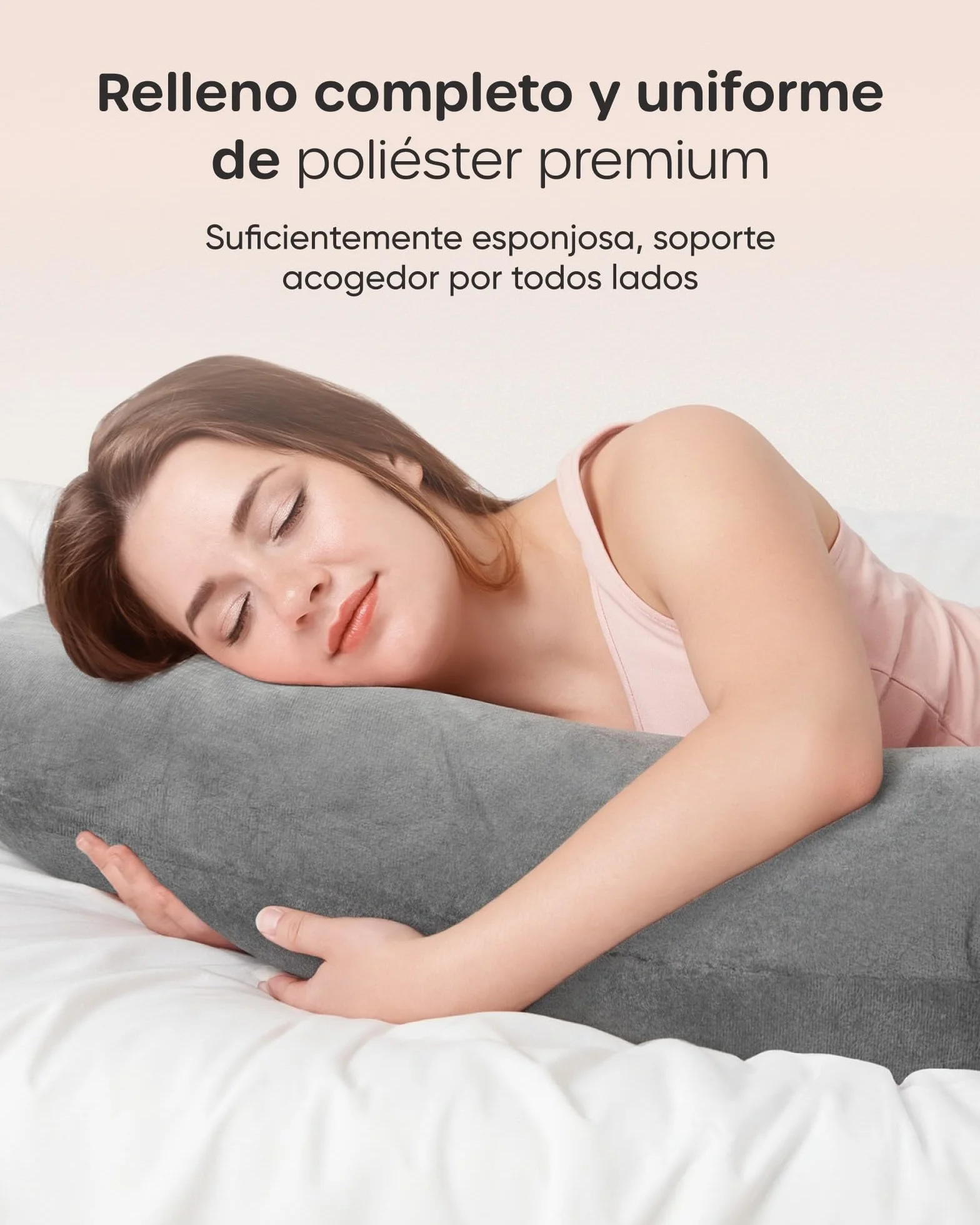 Almohada Embarazada Dormir en Forma de U, Cojin Embarazo Soporte Espalda Caderas Piernas Funda Terciopelo Lavable Gris