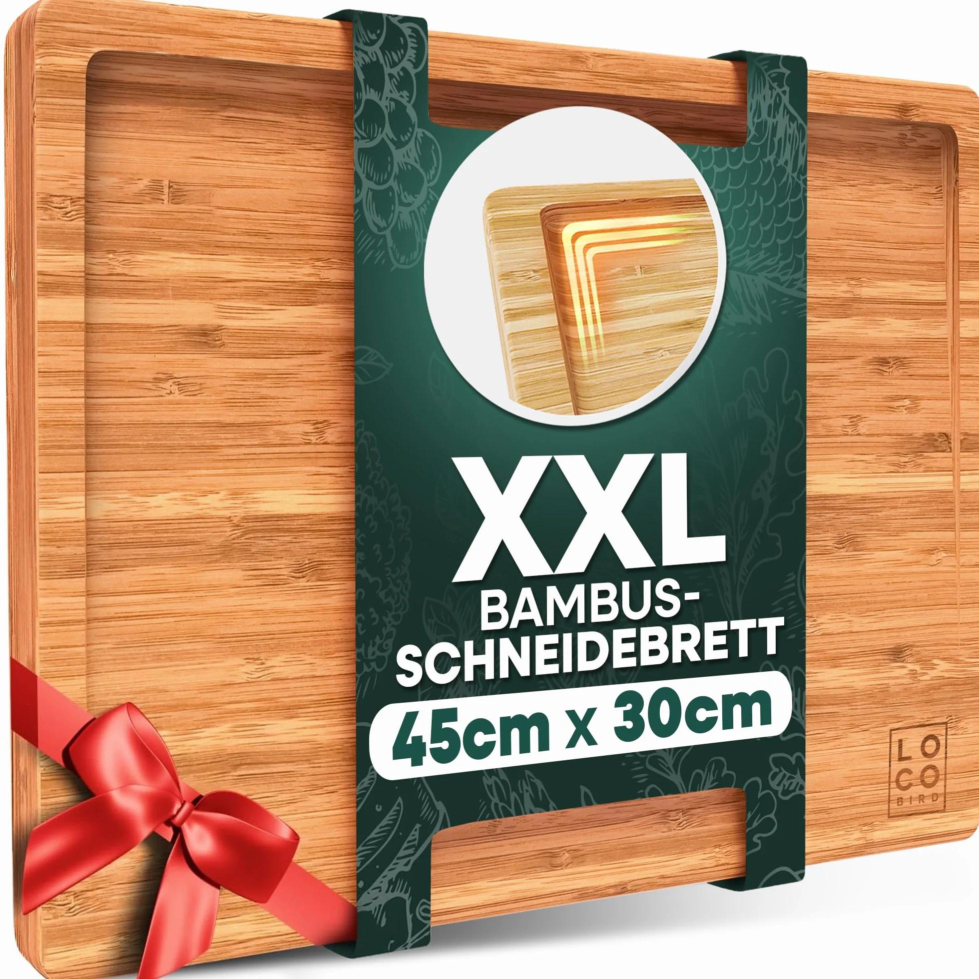 Tabla de cortar cocina bambú macizo con ranura de jugo 44,8x30x2 cm antibacteriana