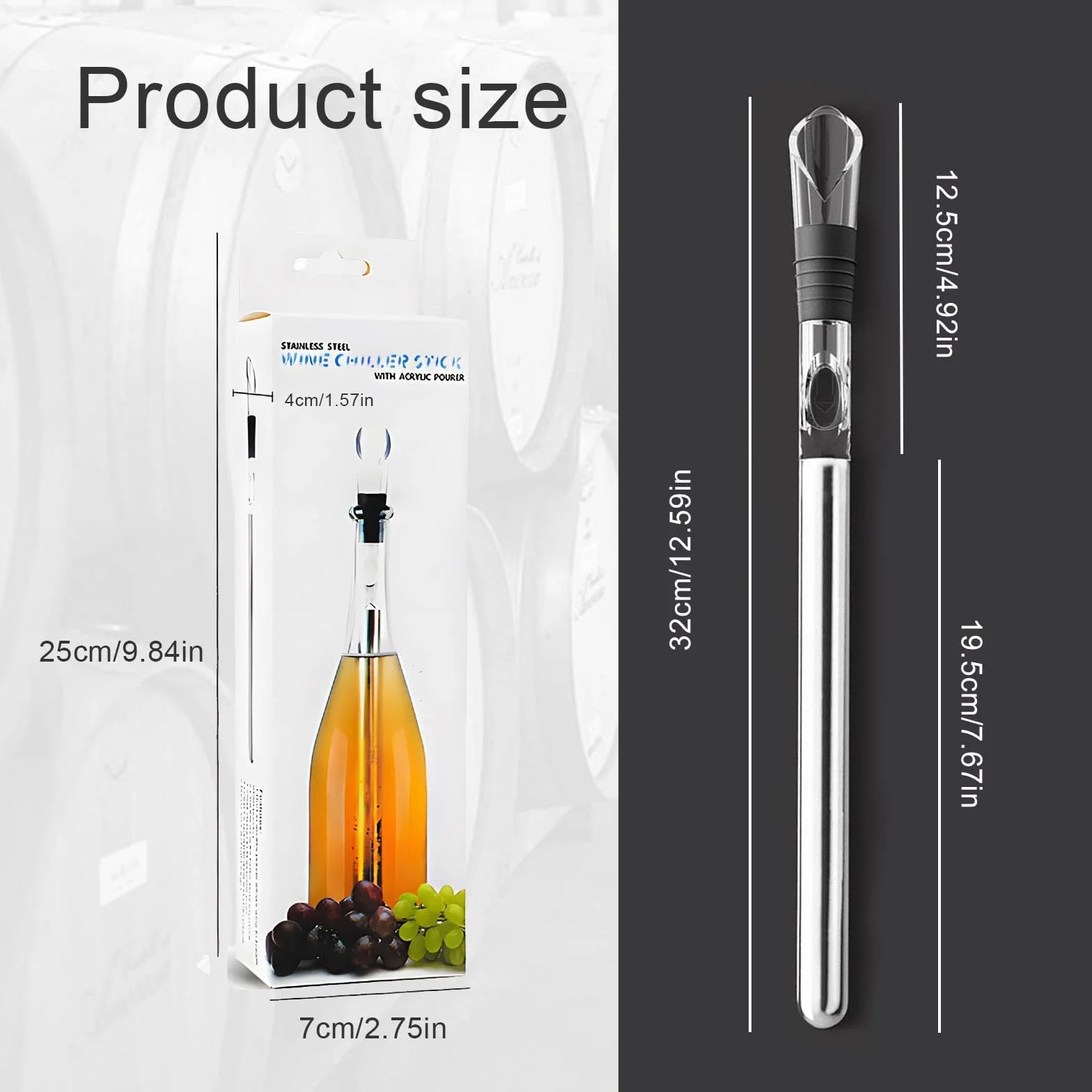 Wine Cooler, Enfriador de Vino Juego con Barra de Enfriamiento y Vertedor, Enfriadores de Botellas, Accesorios de Vino Adecuados Para Vino Tinto y Vino Blanco