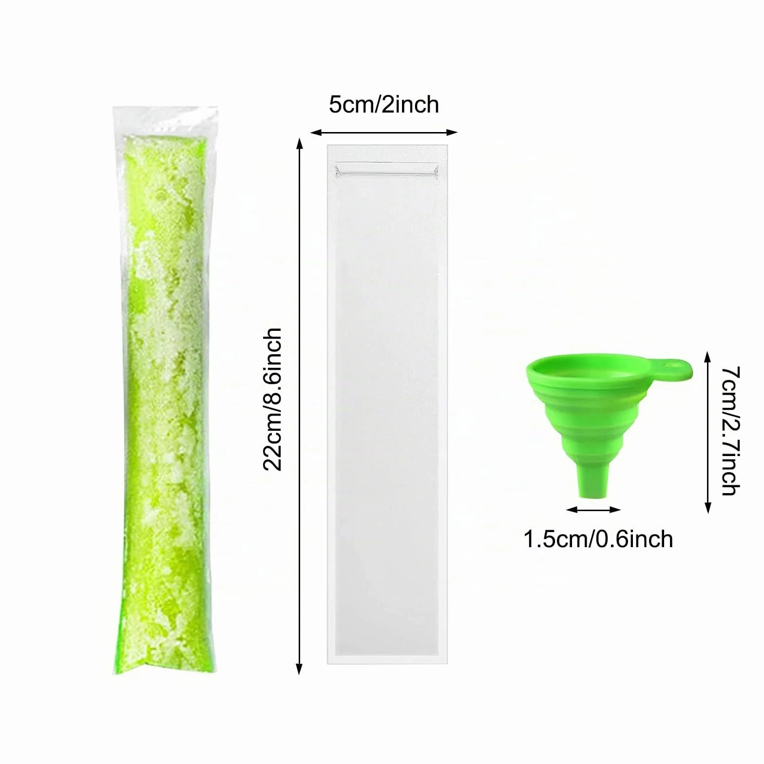 Bolsas para Paletas de Popsicle sin BPA con Embudo 5 x 22 cm