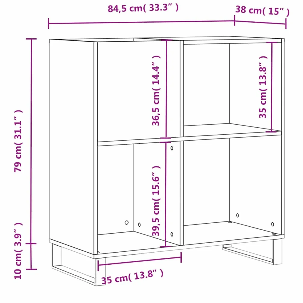 vidaXL Mueble para Discos Madera contrachapada Blanco 84,5x38x89 cm