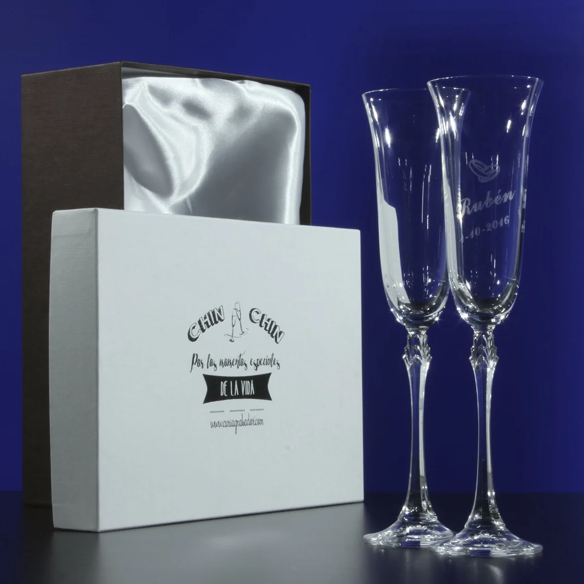 Curia Grabador Copas de Boda en Estuche grabadas