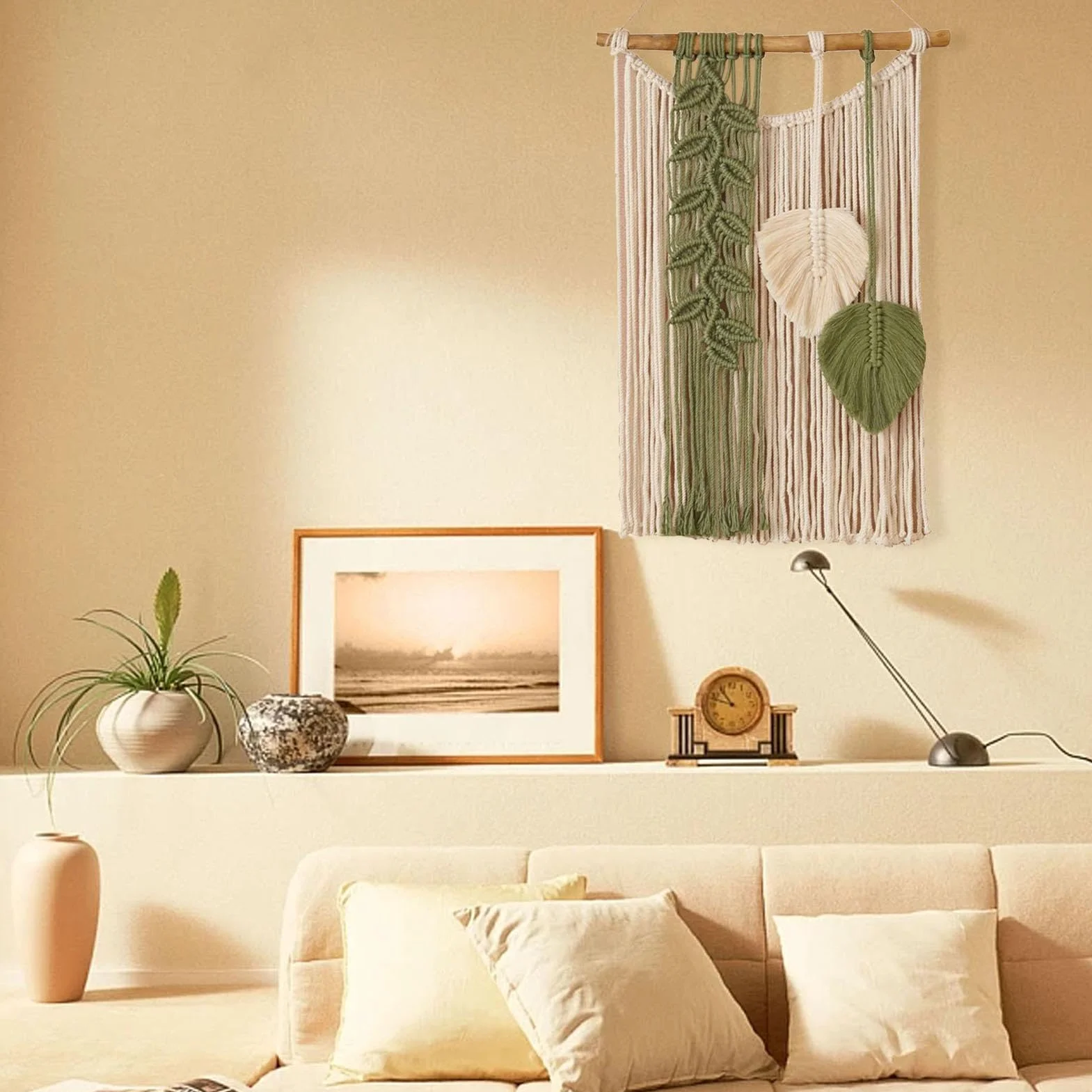 Decoración De Arte De Pared Bohemio: Tapiz De Macramé Hecho A Mano, Pancarta De Tapiz Tejido, Colgante De Pared Estilo Boho, Tapiz Hecho A Mano Único para Decoración del Hogar, 70x40x3cm