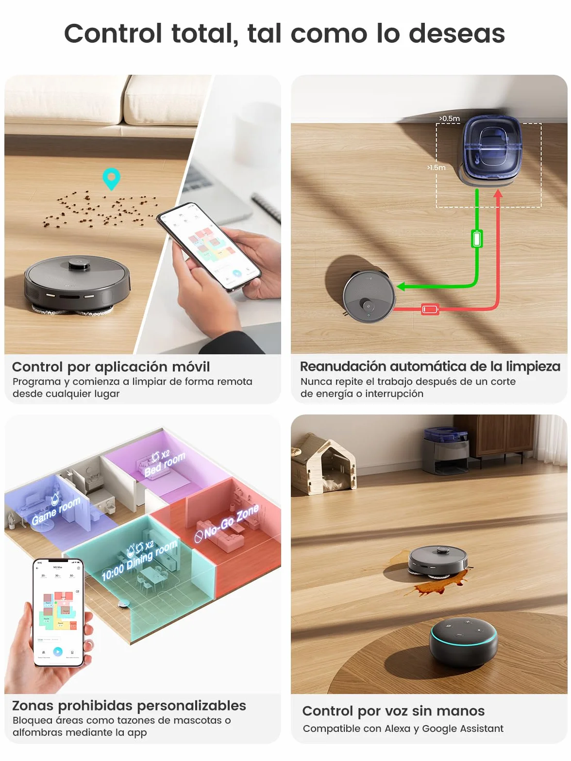 LEFANT M3 Max Robot Aspirador y Fregasuelos, 20000 Pa, 210min, Auto-Lavado Secado Mopa, Auto-Vaciado 3.2L, dToF Navegación Láser, WiFi Alexa App iWatch