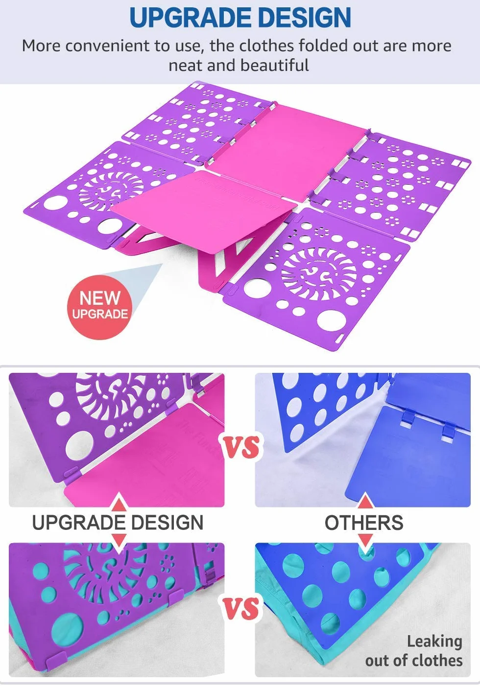 BoxLegend Doblador de Camisetas Tabla para Doblar Ropa Púrpura Rosa