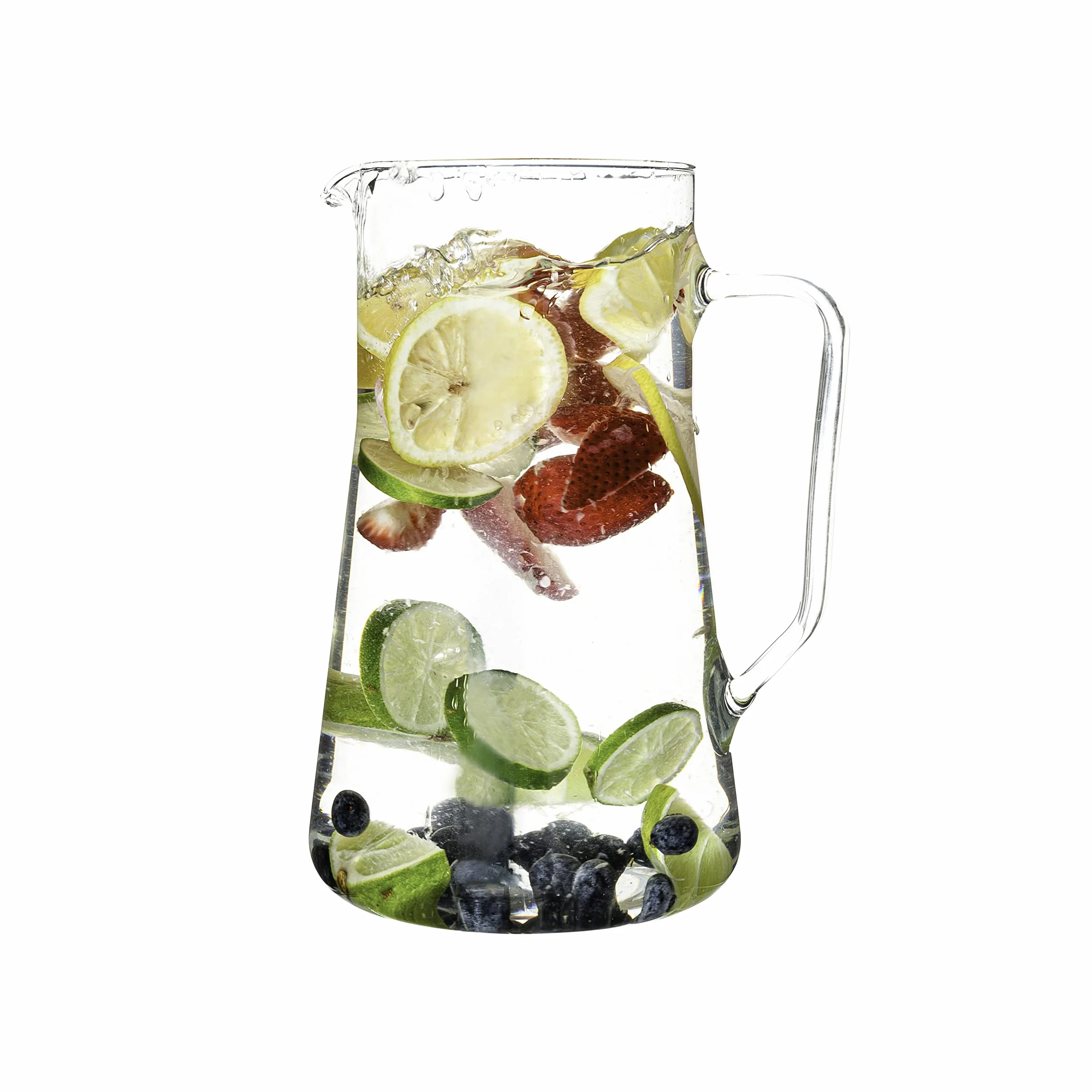 Simax Jarra de vidrio grande con boquilla: jarras de vidrio de 2.5 cuartos de galón con asa, jarra de sangría de vidrio de borosilicato, jarra de agua grande, jarra de sangría con diseño de cilindro