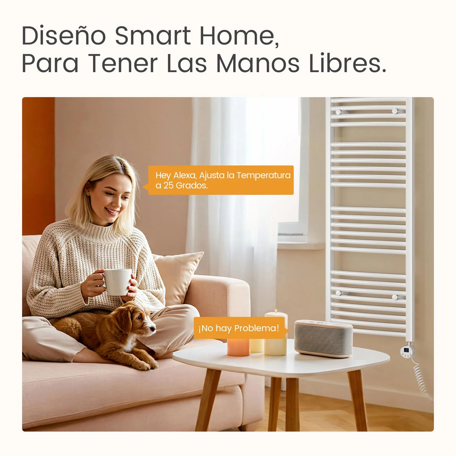 EMKE Radiador Toallero Eléctrico para Baño,75 x 60 cm, Secatoallas Eléctrico con WiFi Termostato, 300 vatios (Blanco),Toallero Electrico Baño