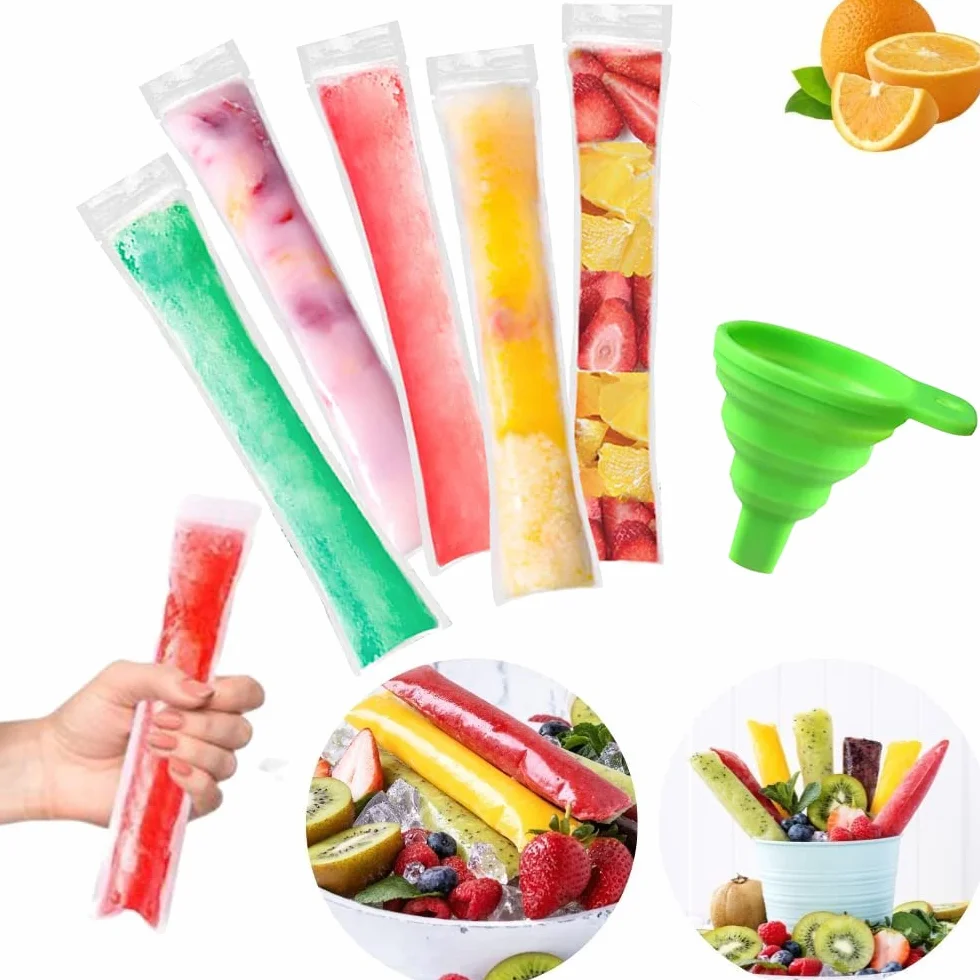 Bolsas para Paletas de Popsicle sin BPA con Embudo 5 x 22 cm