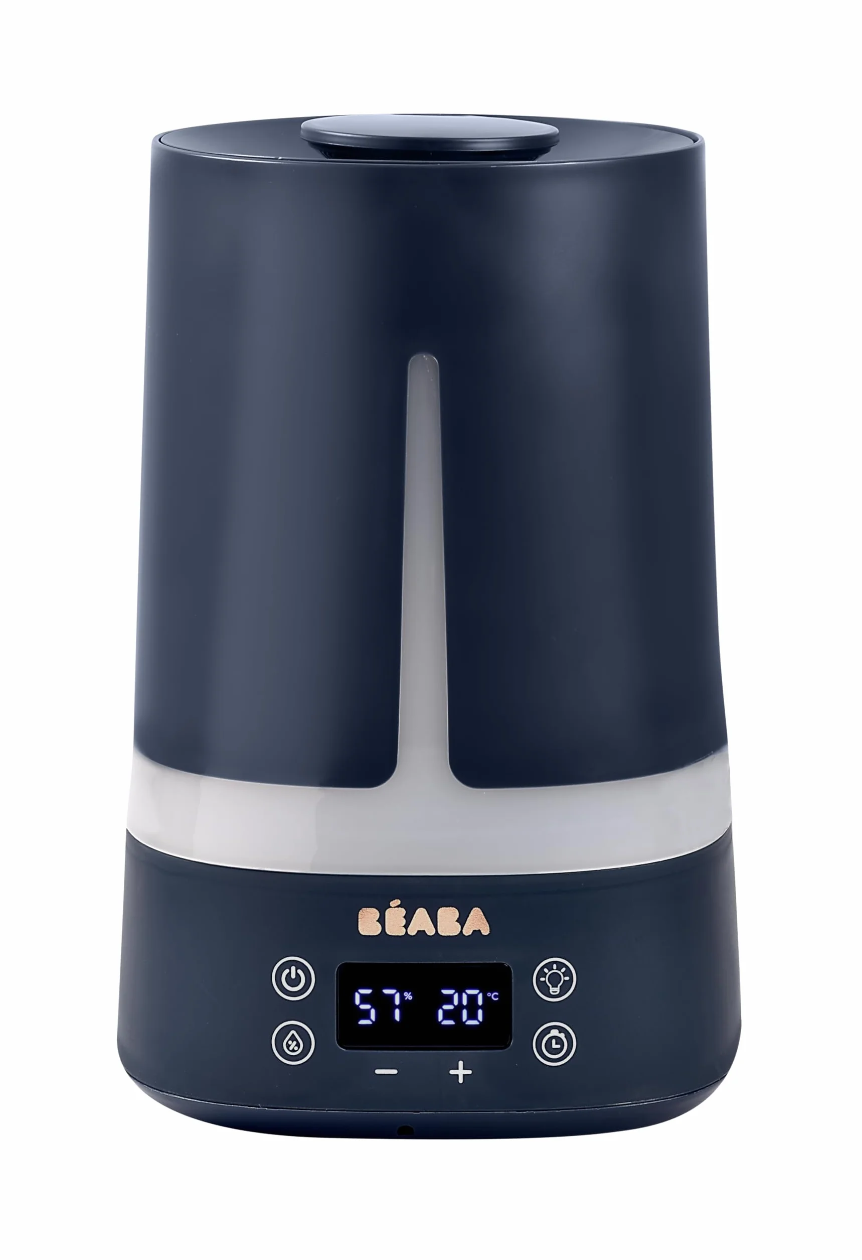 BÉABA, Humidificador De Aire Para Habitación De Bebé, 4L, 27h De Autonomía, Silencioso, Luz Nocturna 7 Colores Con 3 Niveles De Brillo, Boquilla 360°, 2 Modos, Pantalla LED, Temporizador, Arcilla