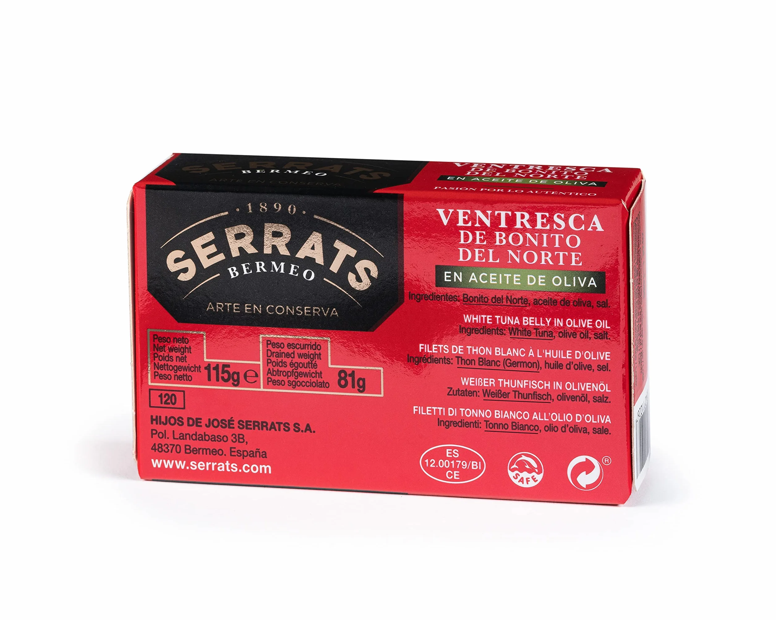 Conservas Serrats Ventresca de Bonito del Norte Aceite de Oliva 115g