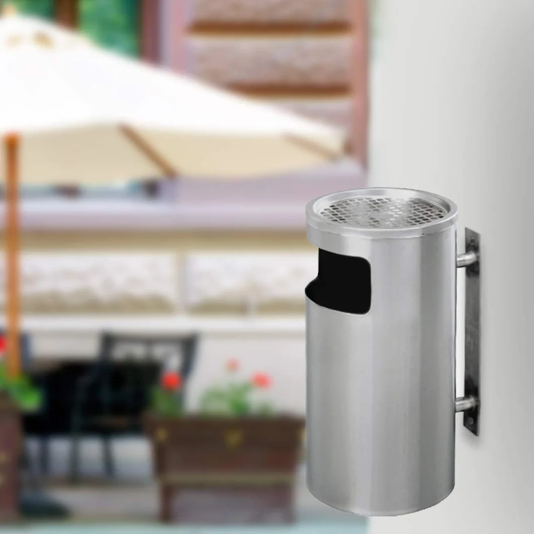 Danieli Store | Papelera y Cenicero Exterior para Pared 10L ø24,5x51 cm | En Acero Fácil de Vaciar con Bandeja Recoge Cenizas | Kit de Fijación a Pared Incluido
